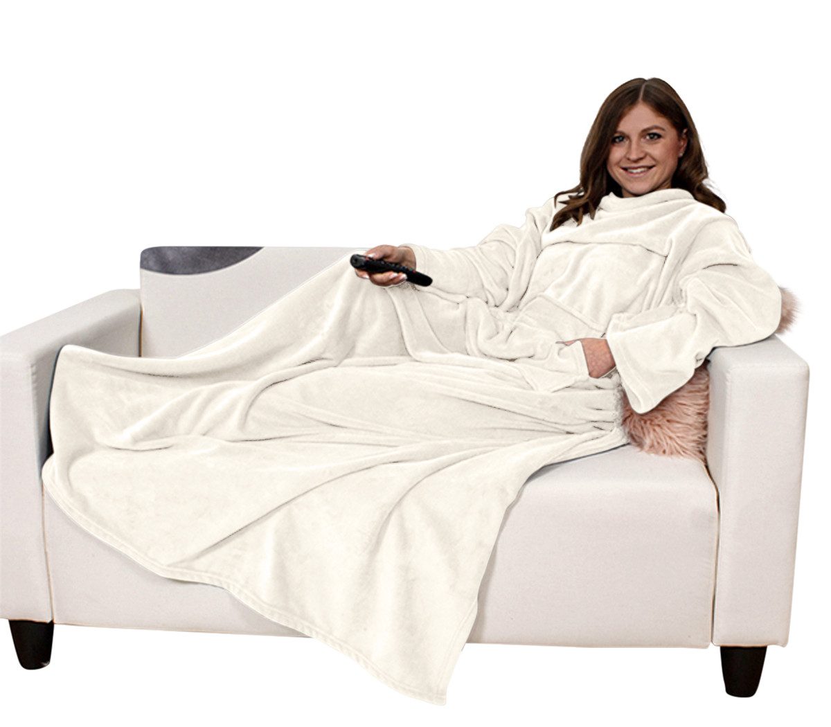 Wohndecke Kuschelig weich Ärmeldecke Ganzkörper Kuscheldecke, günstig online kaufen