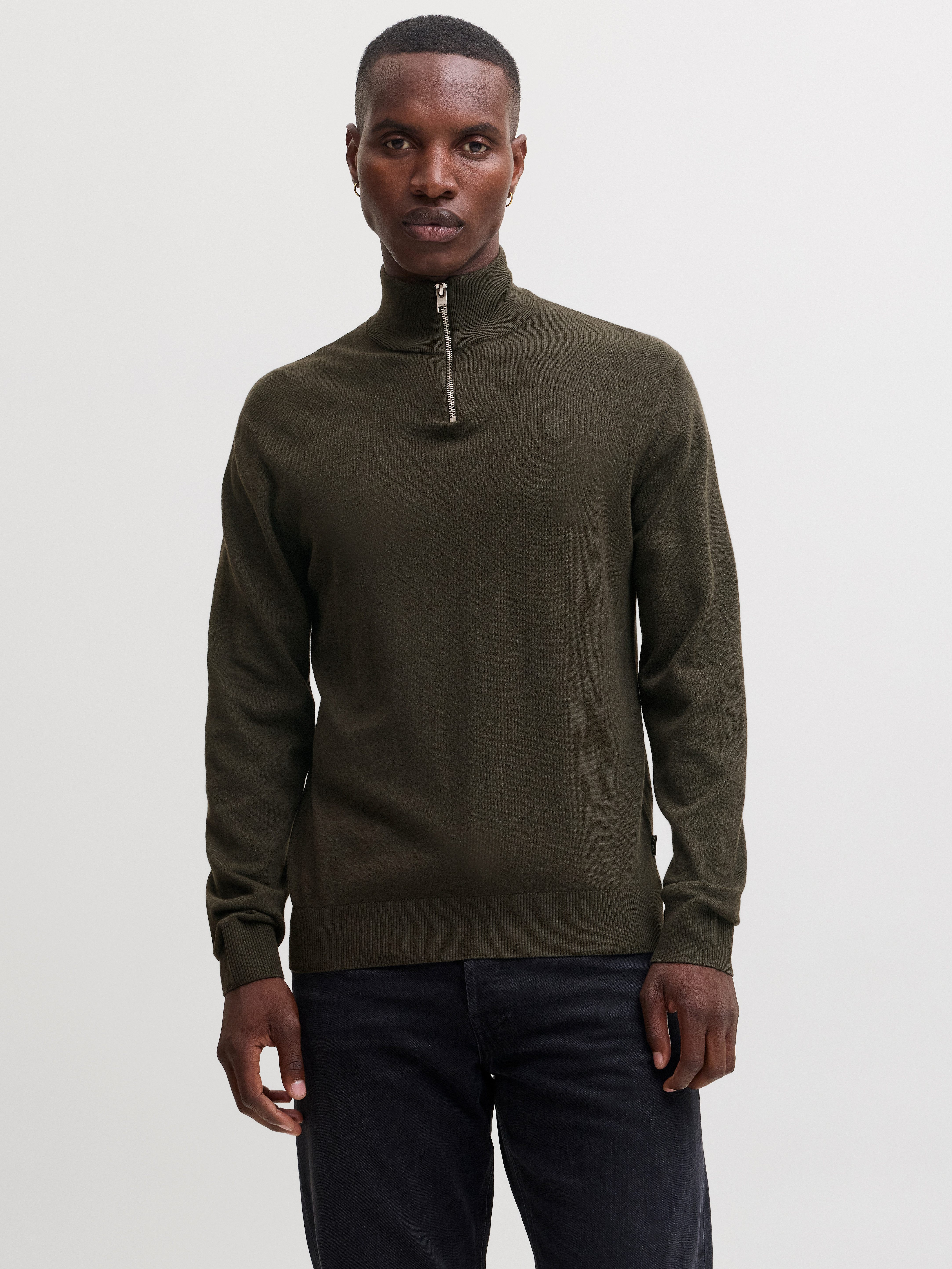 Jack & Jones Troyer JJEEMIL KNIT HALF ZIP NOOS Baumwollmischung, regular fit