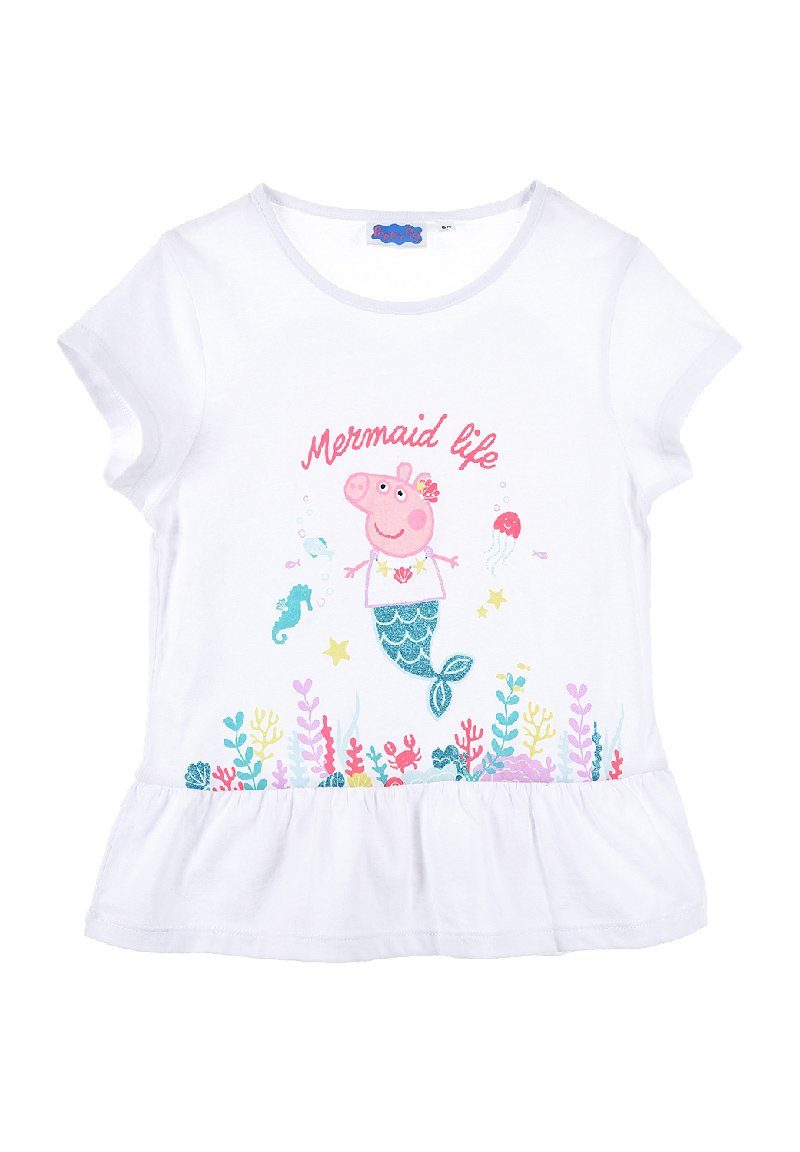 Peppa Pig T-Shirt Mädchen Kurzarm-Shirt Kinder Oberteil Sommer Weiß