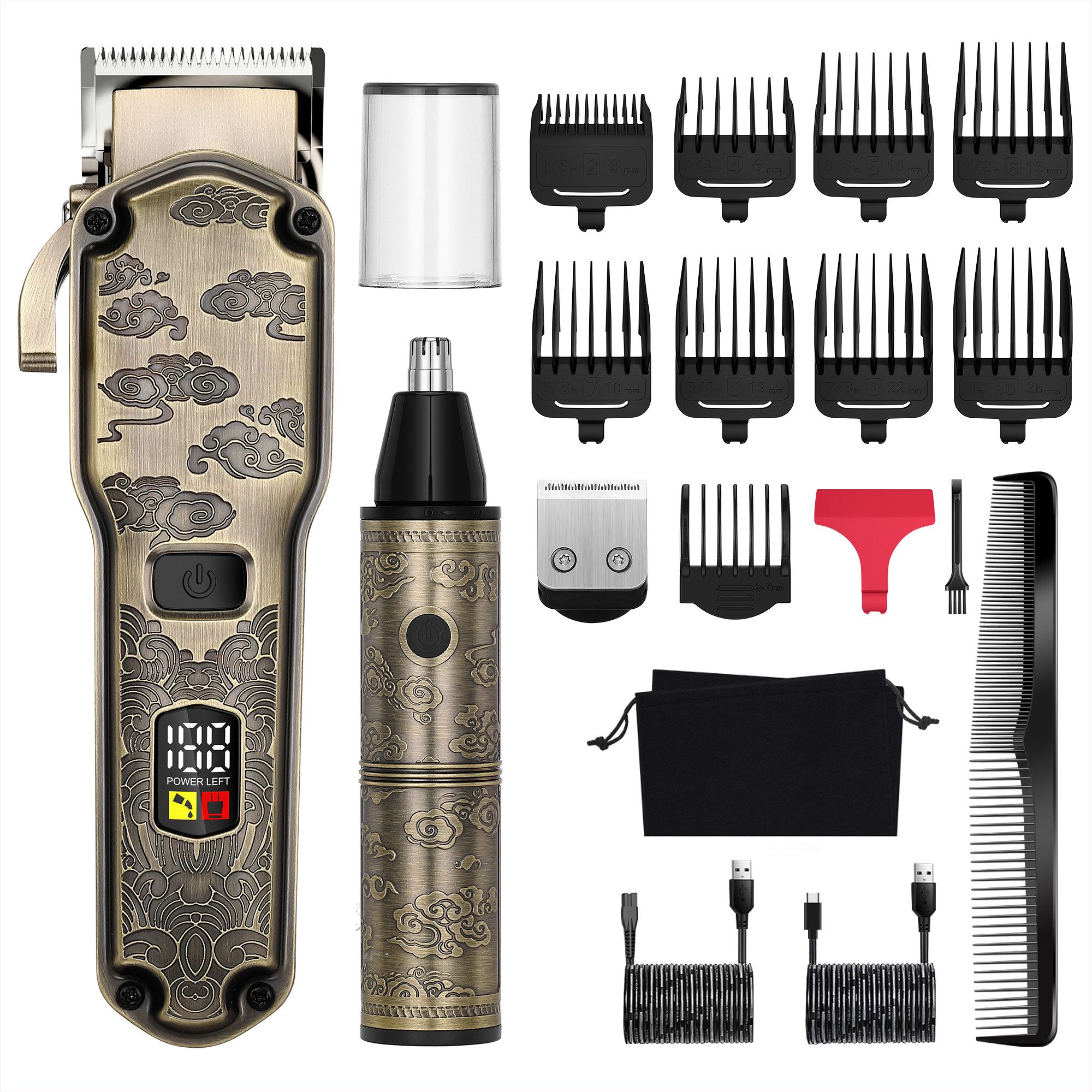 HATTEKER Haarschneider HT-605, Bartschneider, Langhaarschneider Wasserdicht 3 in 1