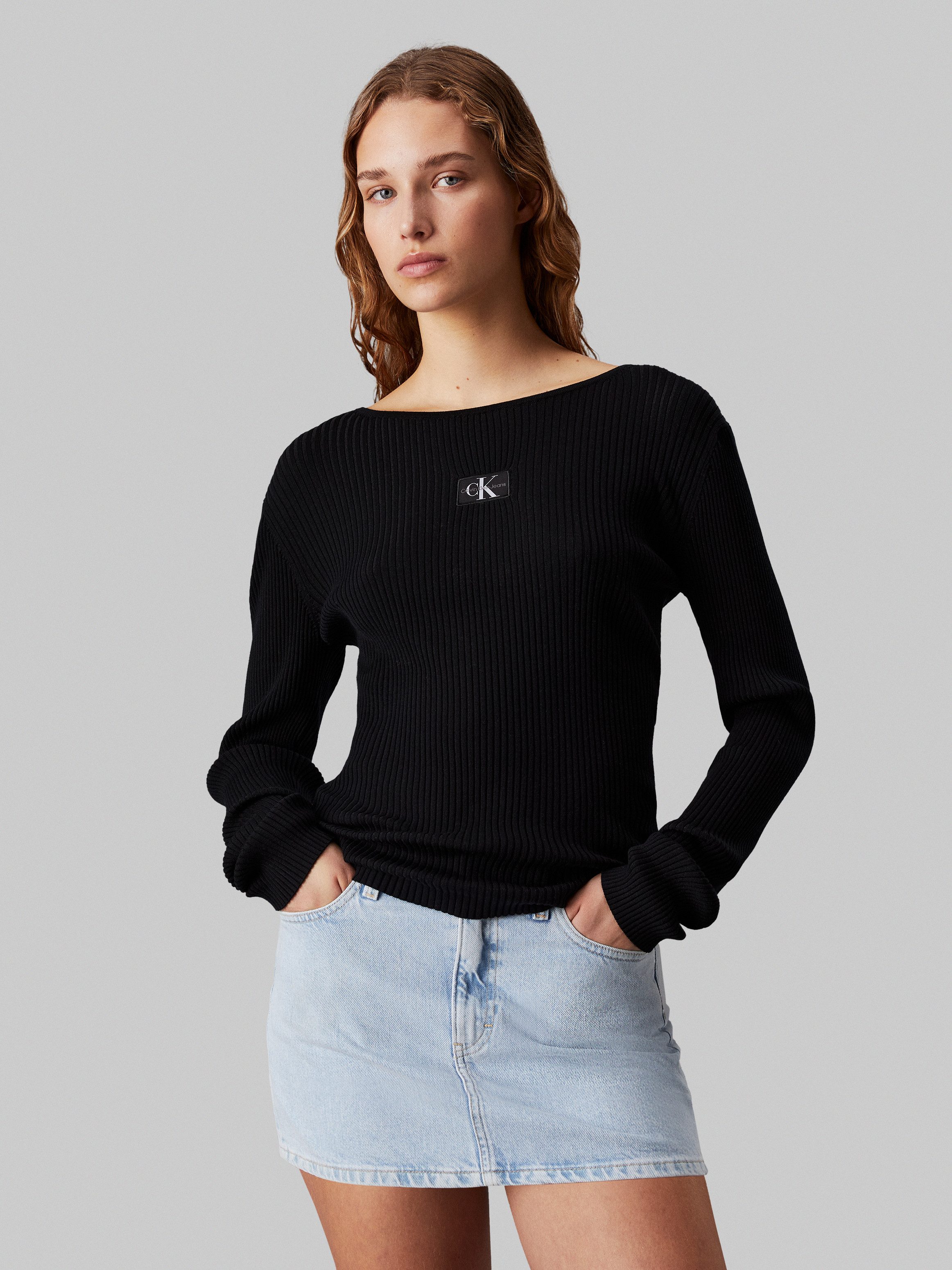 Calvin Klein Jeans Rundhalspullover WOVEN LABEL günstig online kaufen