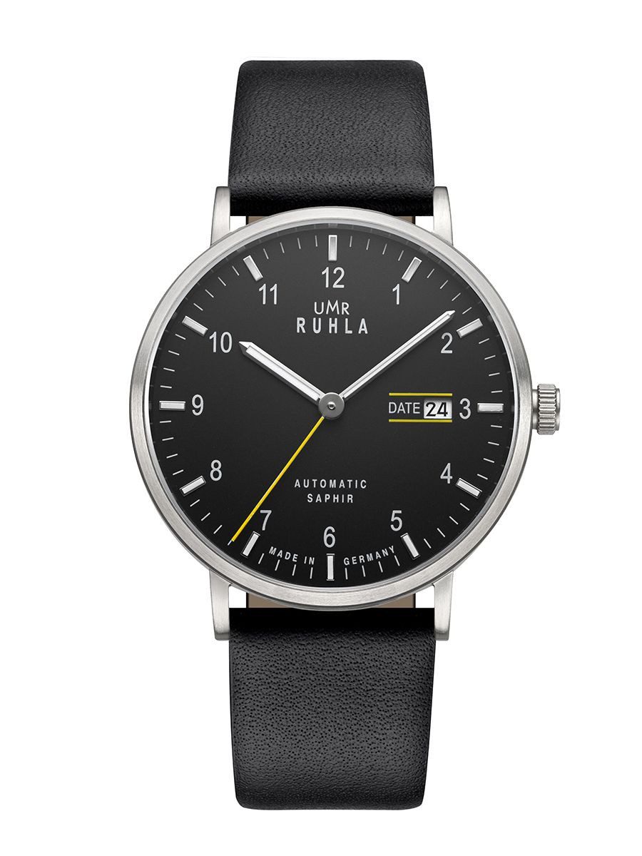 UMR Ruhla Automatikuhr Herrenuhr 80497 Schwarz Lederband 39,5 mm