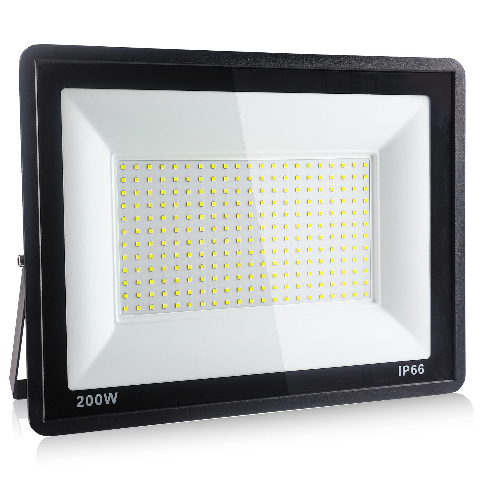 POPOLIC Flutlichtstrahler LED Flutlicht Strahler, Außenstrahler, IP66 Wasserdicht, 200W, Kaltweiß (6000K), 120° Abstrahlwinkel, Scheinwerfer Licht für Garten, Garage, Hof oder Hote