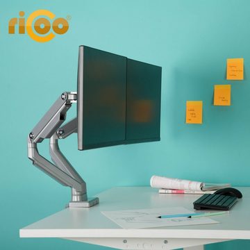 RICOO TS8811 Monitor-Halterung, (bis 32 Zoll, Tischhalterung 2 Monitore Dual Monitorständer Bildschirm schwenkbar)