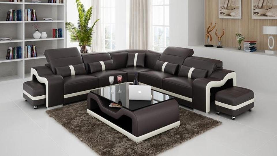 Ecksofa Ecksofa, L Eck Wohnlandschaft Couch Leder Form JVmoebel Desing Sofa Polster