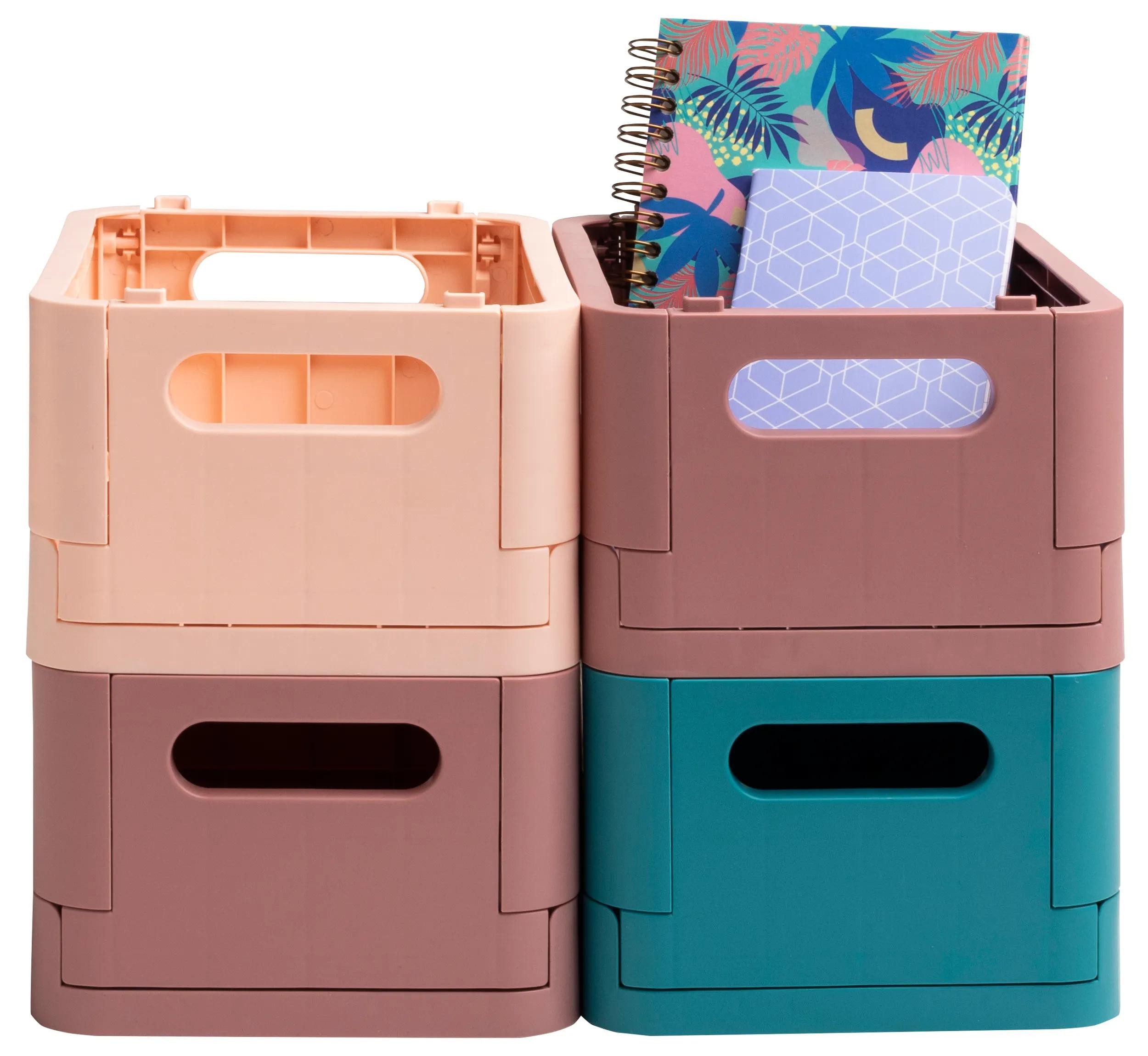 EXACOMPTA Schubladenbox 4x The Smart Case, klappbare Mini-Box A6+, Skandi - 27031D, Ablageboxen