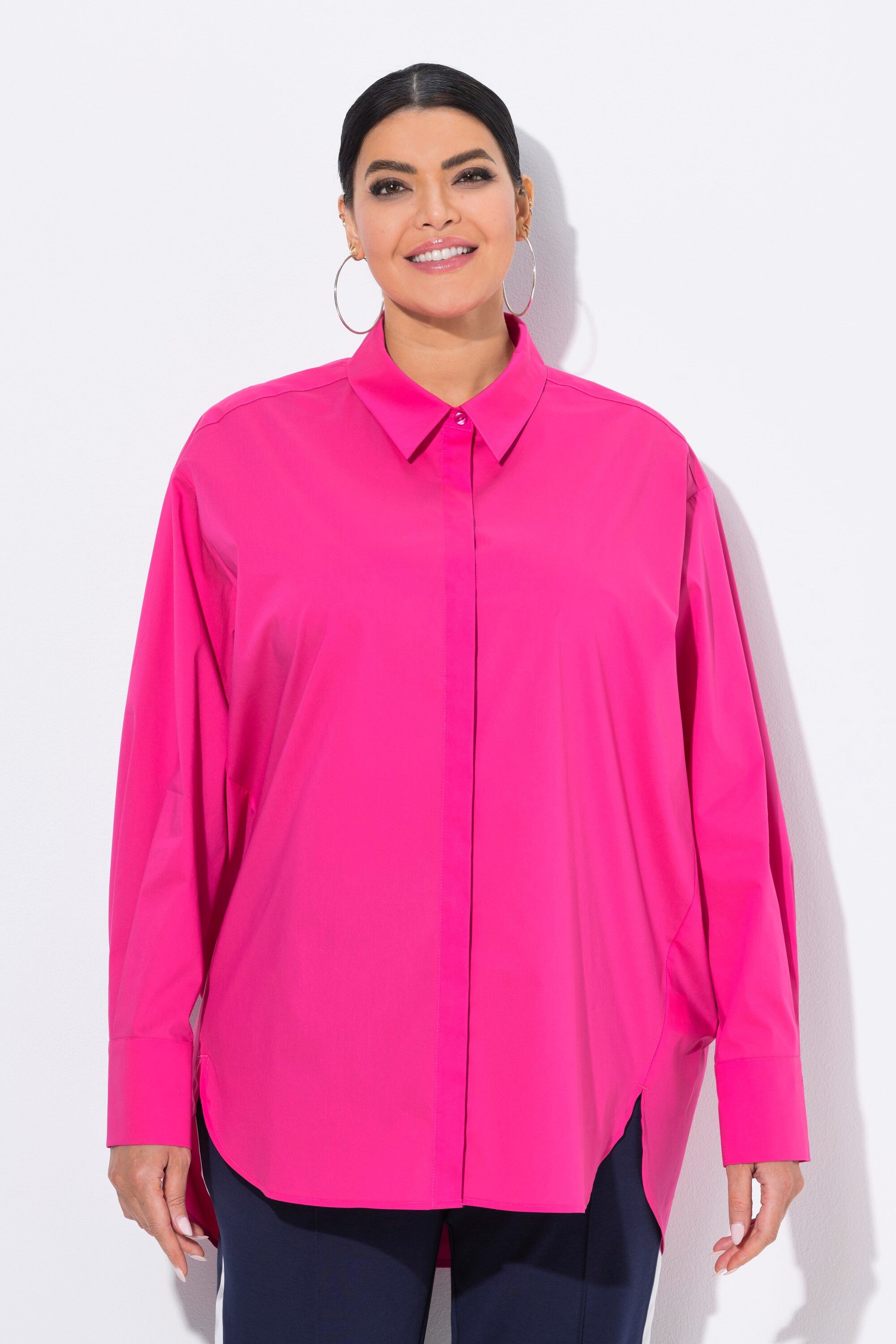 Ulla Popken Hemdbluse Hemdbluse oversized Langarm günstig online kaufen