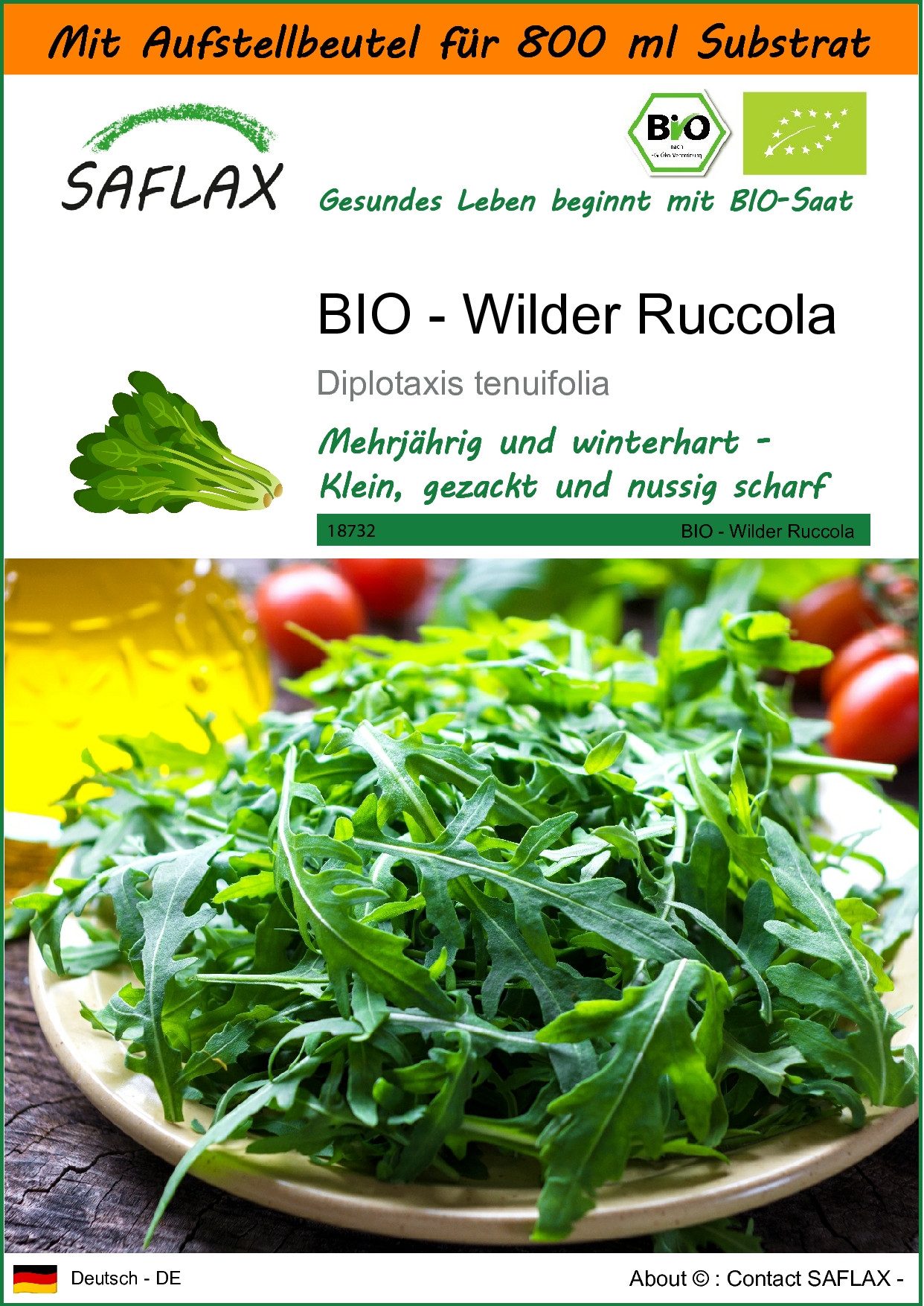 Gemüsesamen SAFLAX - Garden in the bag - BIO - Wilder Ruccola