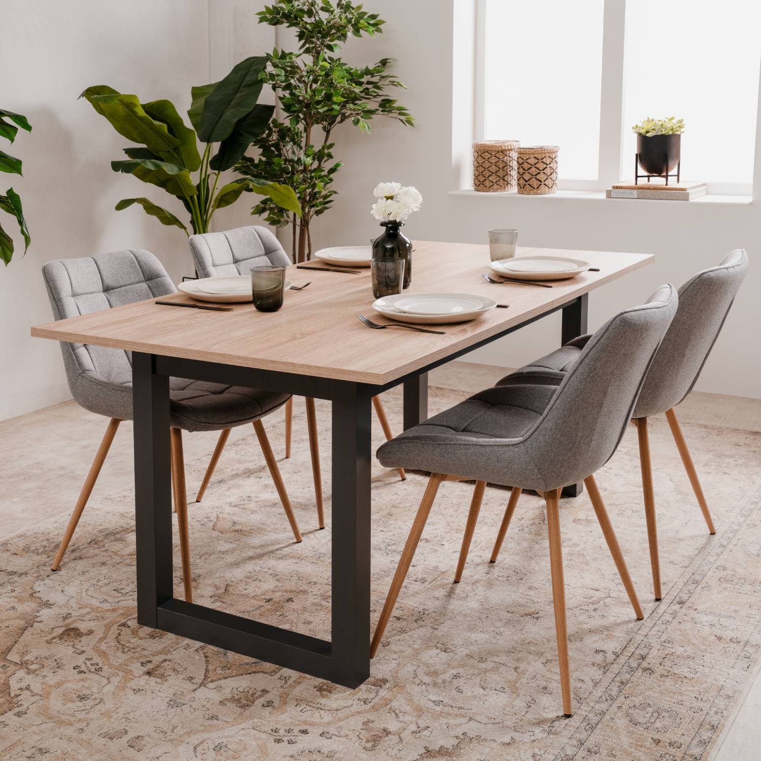 Homestyle4u Esstisch 160x90 Holztisch Kufengestell Schwarz günstig online kaufen