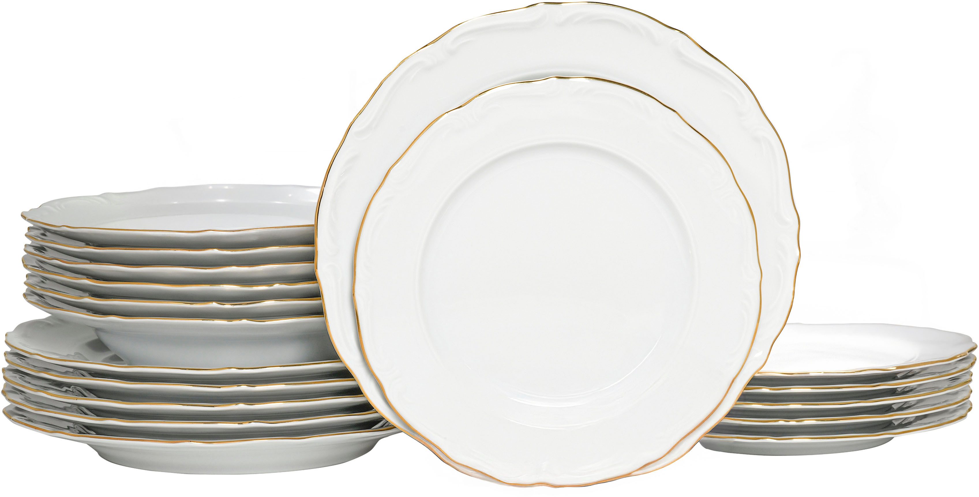 CreaTable Teller-Set Maria Theresia, Tellerset 18-tlg (18-tlg), 6 Personen, Porzellan, Traditionelle Porzellanform