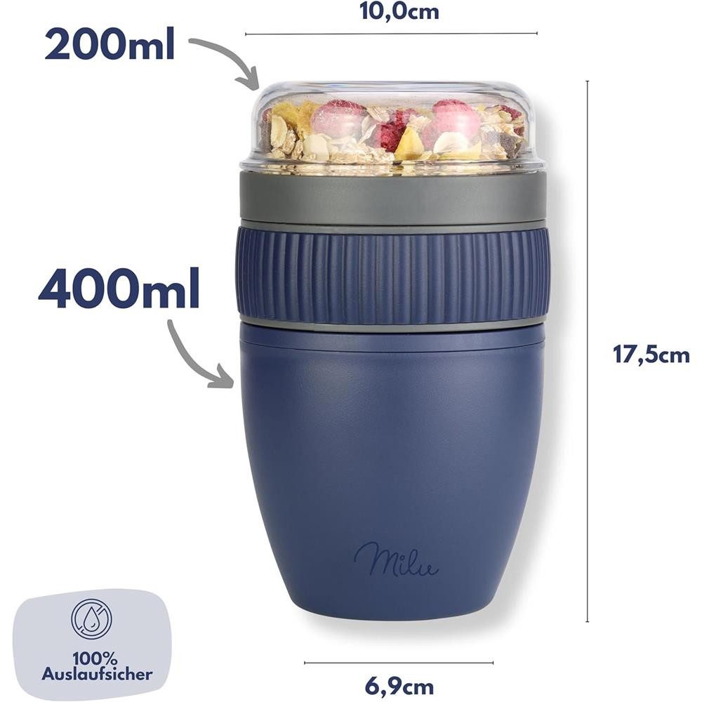 Milu Müslibox Milu Müslibecher To Go Kunststoff 400 ml, auslaufsicher, Müslimax Set – Bild 5 von 5