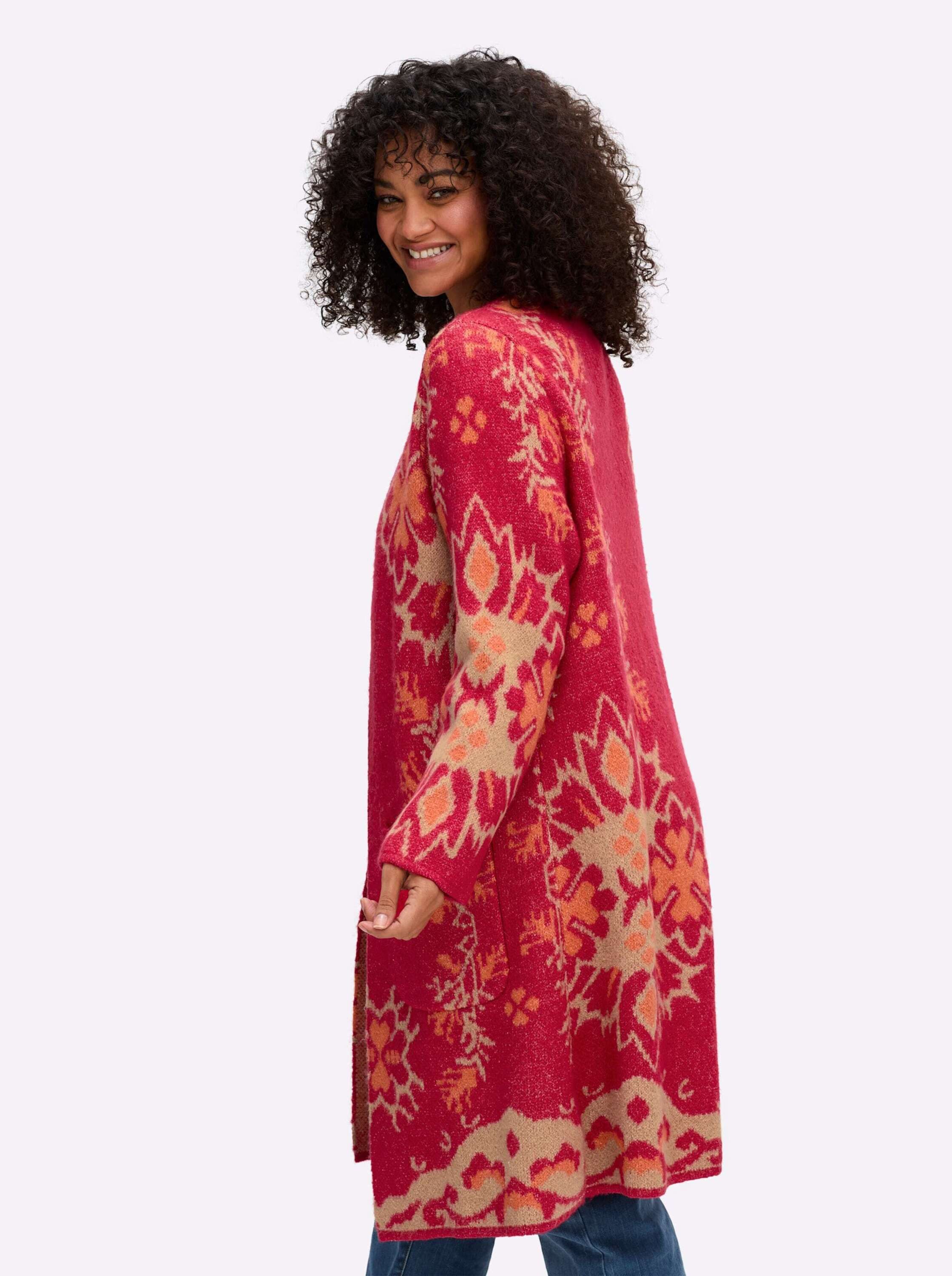 sheego by Joe Browns Strickjacke Strickmantel Langarm Jacquard