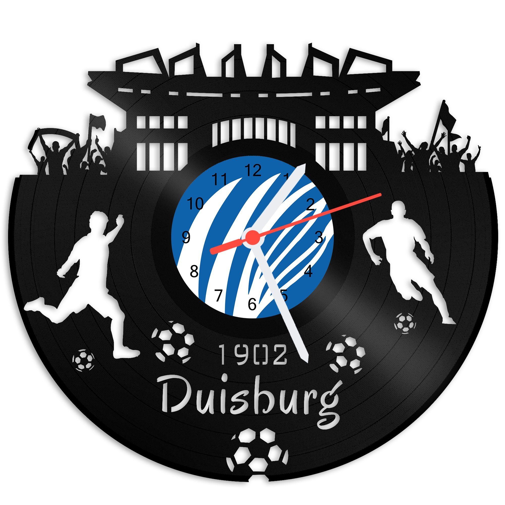 GRAVURZEILE Wanduhr Schallplattenuhr Duisburg - 100% Vereinsliebe - Fußball günstig online kaufen