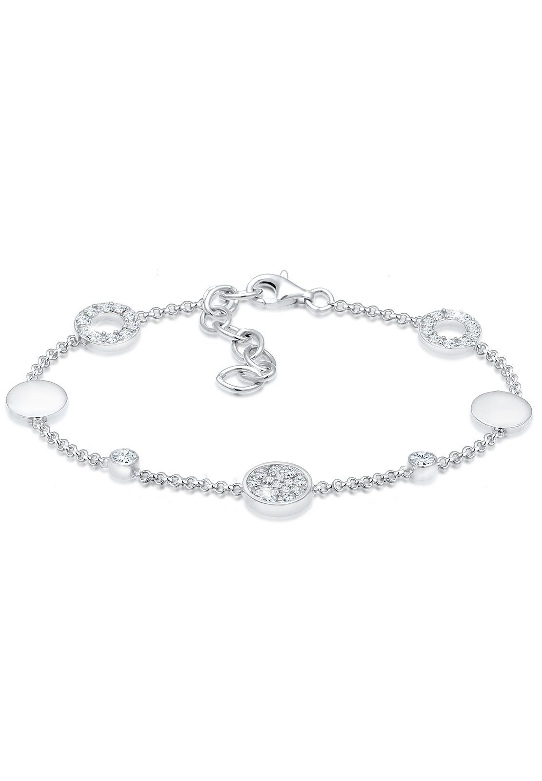 Armband Plättchen Silber 925 Kreis Kristalle Elli