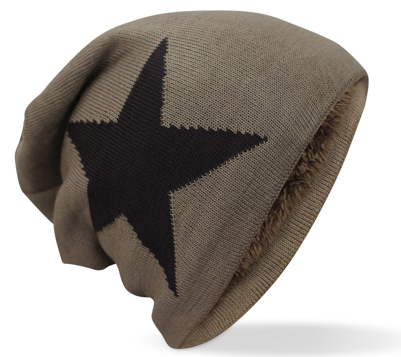 LOREZA Strickmütze Damen Herren Unisex gefütterte Strickmütze Slouch Beanie (1-St) Warm gefütterte Wintermütze Strickmütze Beanie Damen und Herren