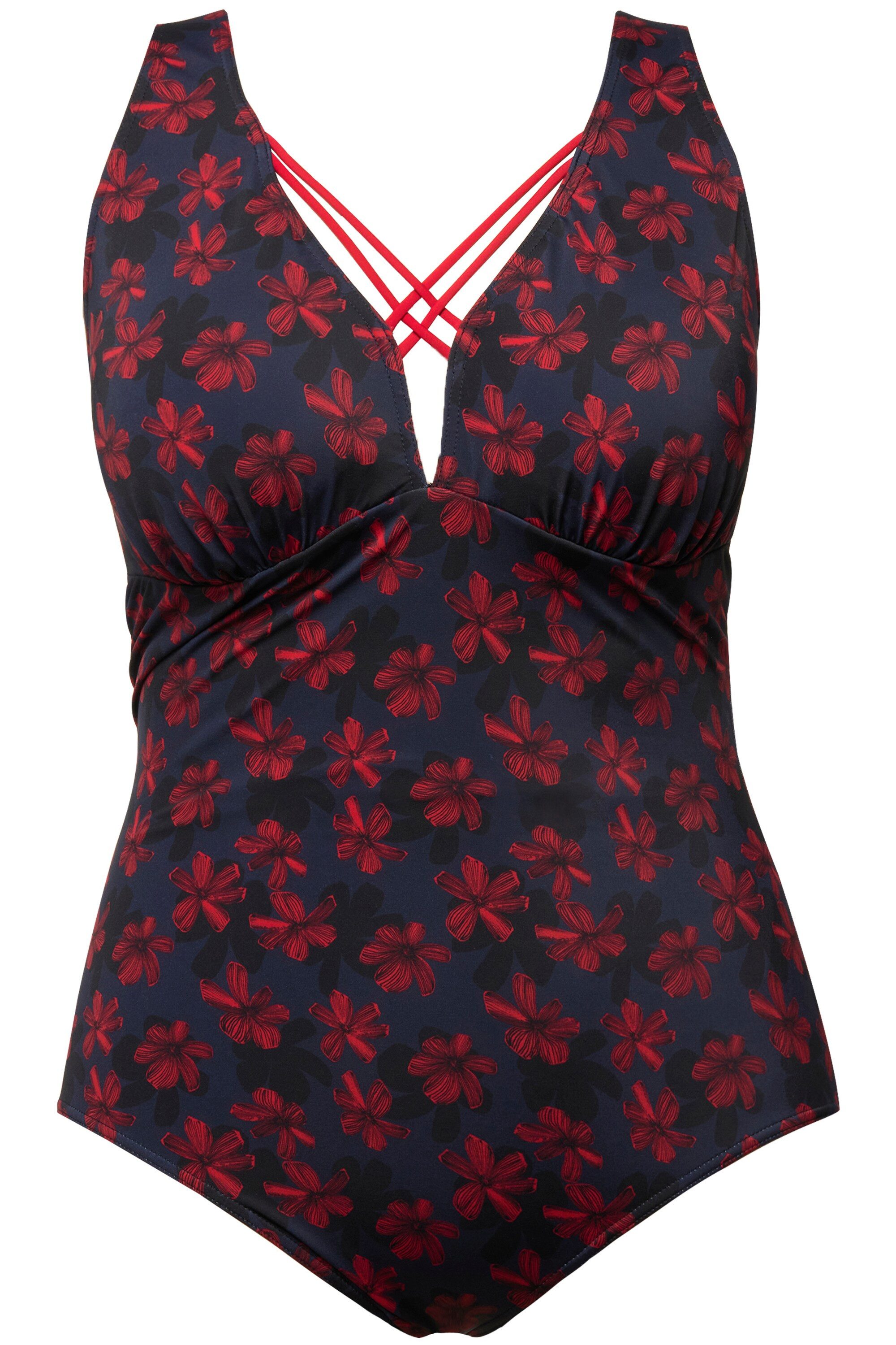 Ulla Popken Badeanzug Badeanzug Blüten Zierbänder Softcups günstig online kaufen