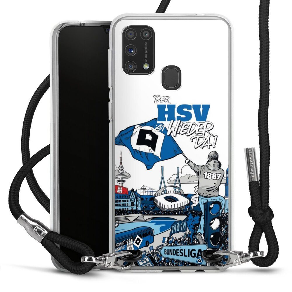 DeinDesign Handyhülle Hamburger SV Offizielles Lizenzprodukt Aufstieg, Samsung Galaxy M31 Handykette Hülle mit Band Case zum Umhängen