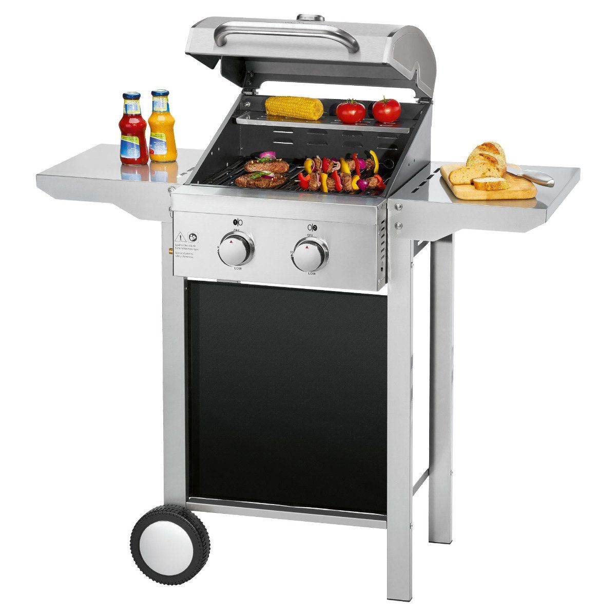 ProfiCook Gasgrill PC-GG 1255, 2 Edelstahlbrenner, stufenlose Temperaturregelung