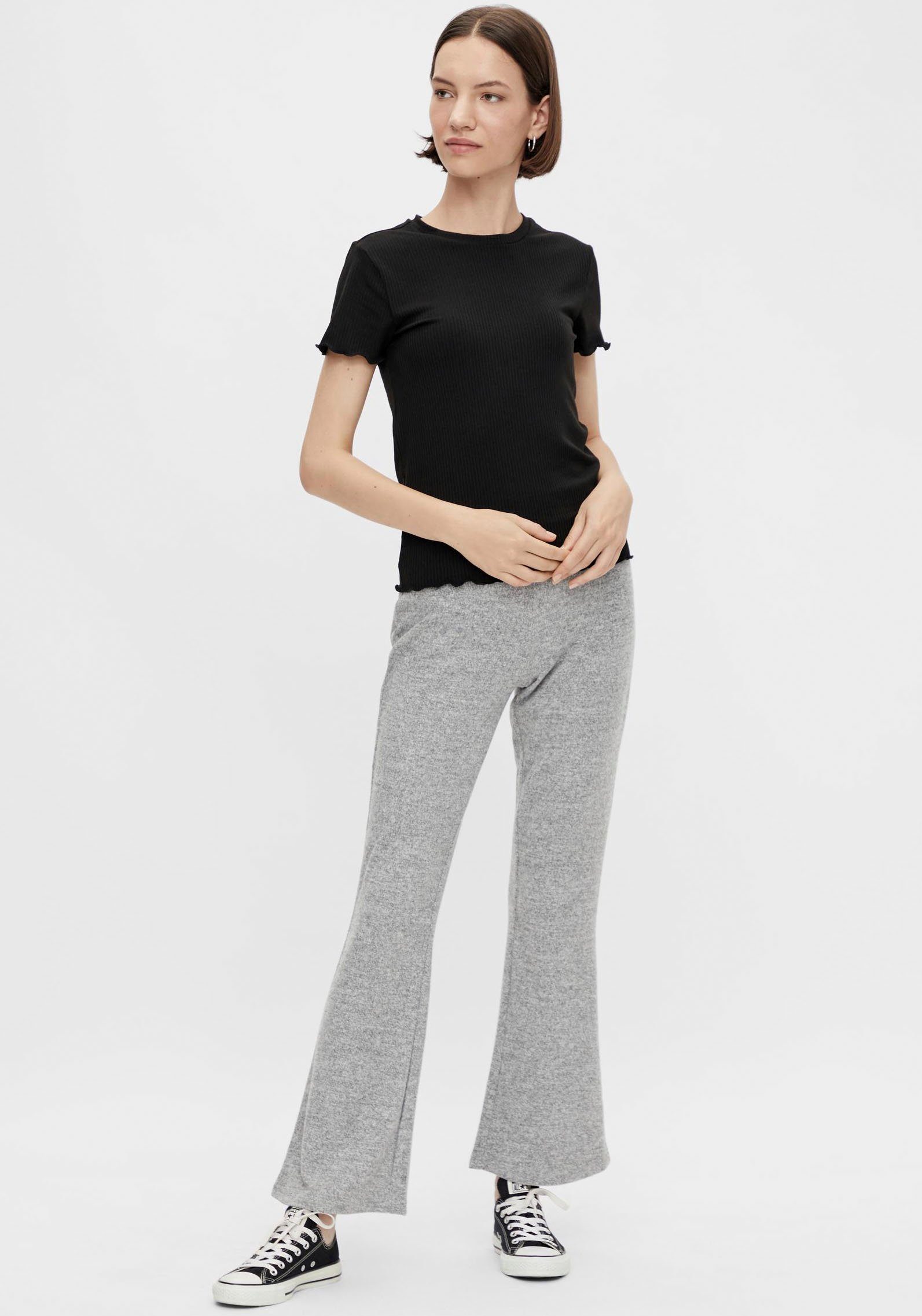pieces Kurzarmshirt PCNICCA SS O-NECK TOP KAC BFD Viskosemischung, slim fit
