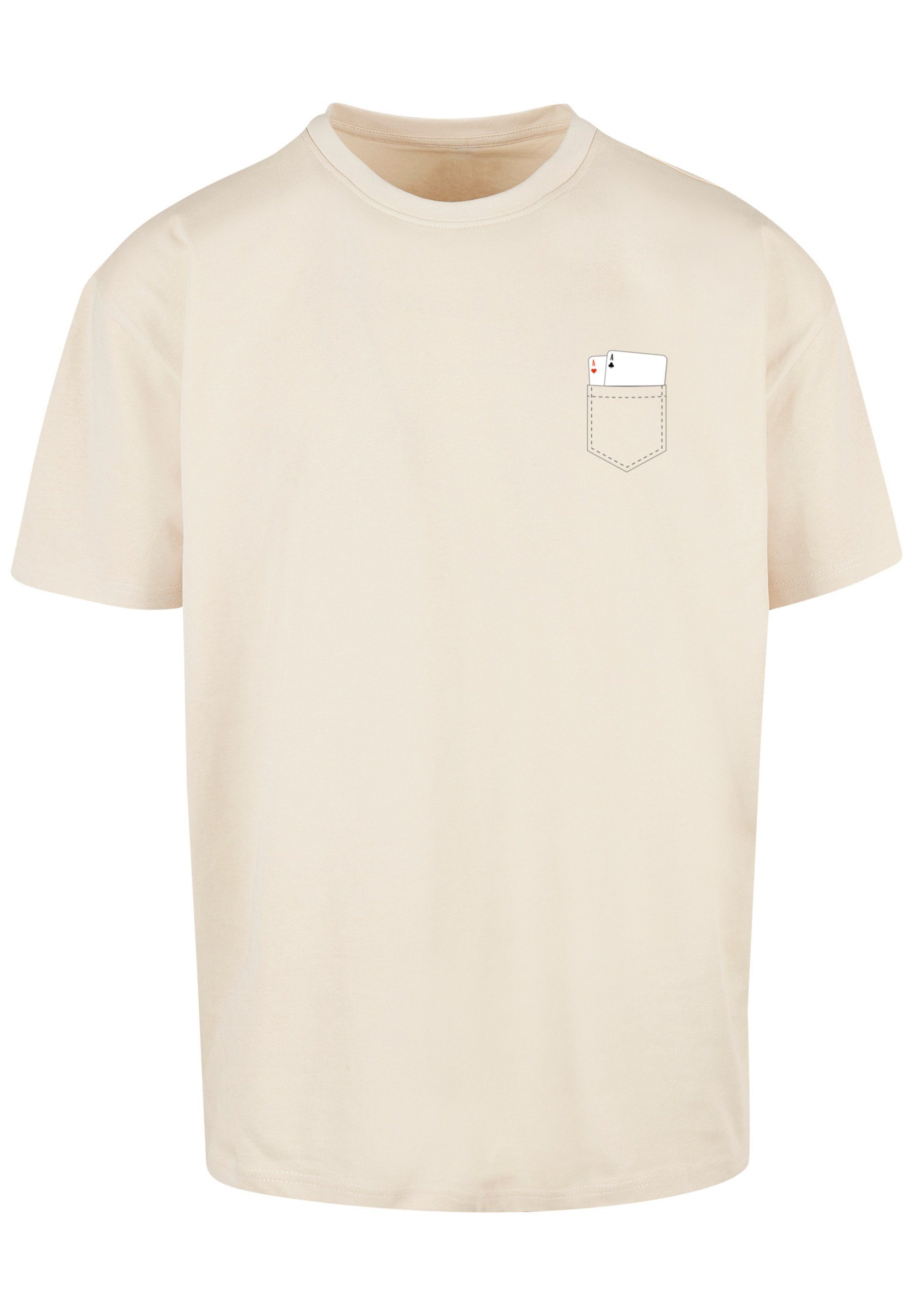 F4NT4STIC T-Shirt Pocket with sand Print Cards