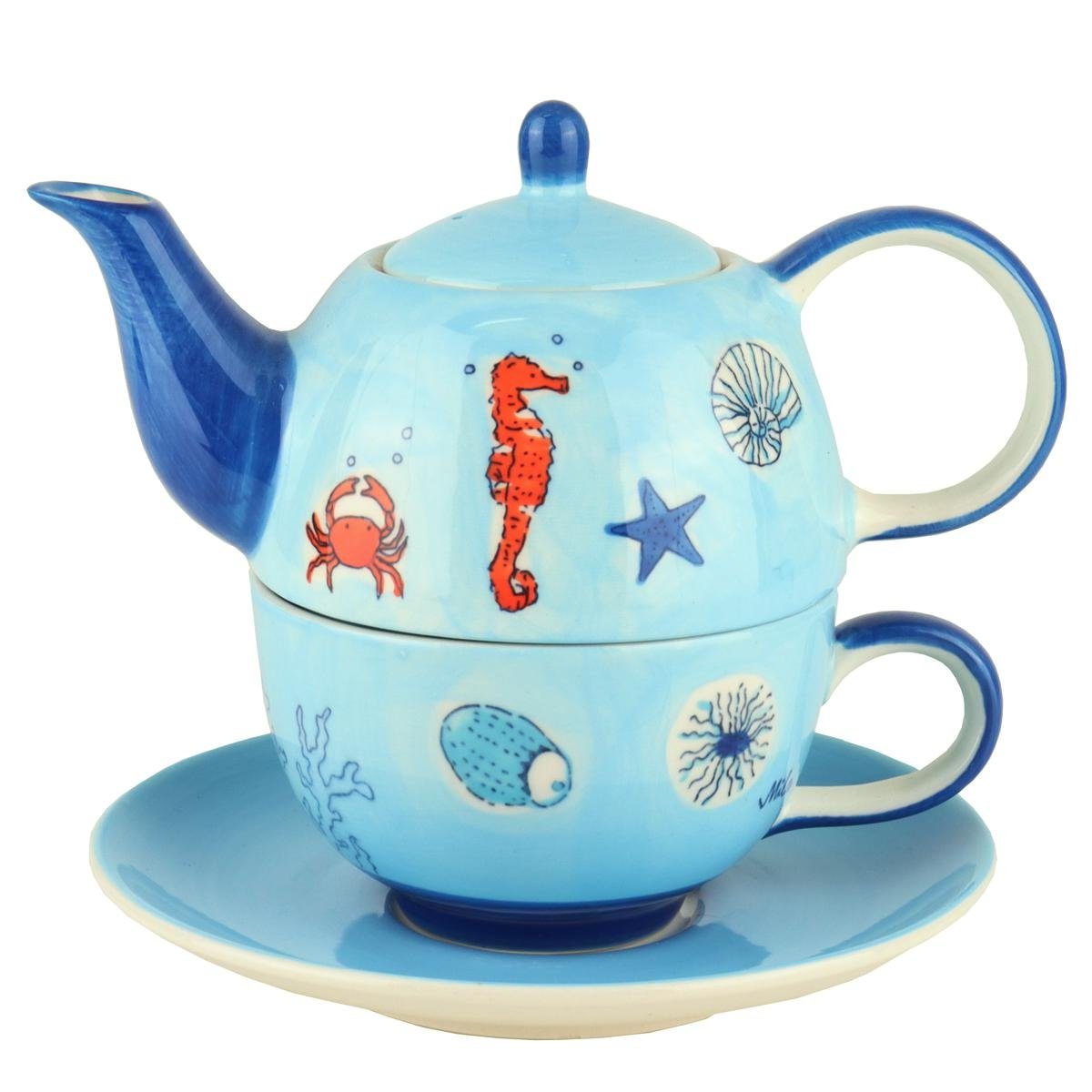 Mila Teekanne Mila Keramik Tee-Set Tea for One Save the Ocean, 0,4 l, (Set, Tee-Set)
