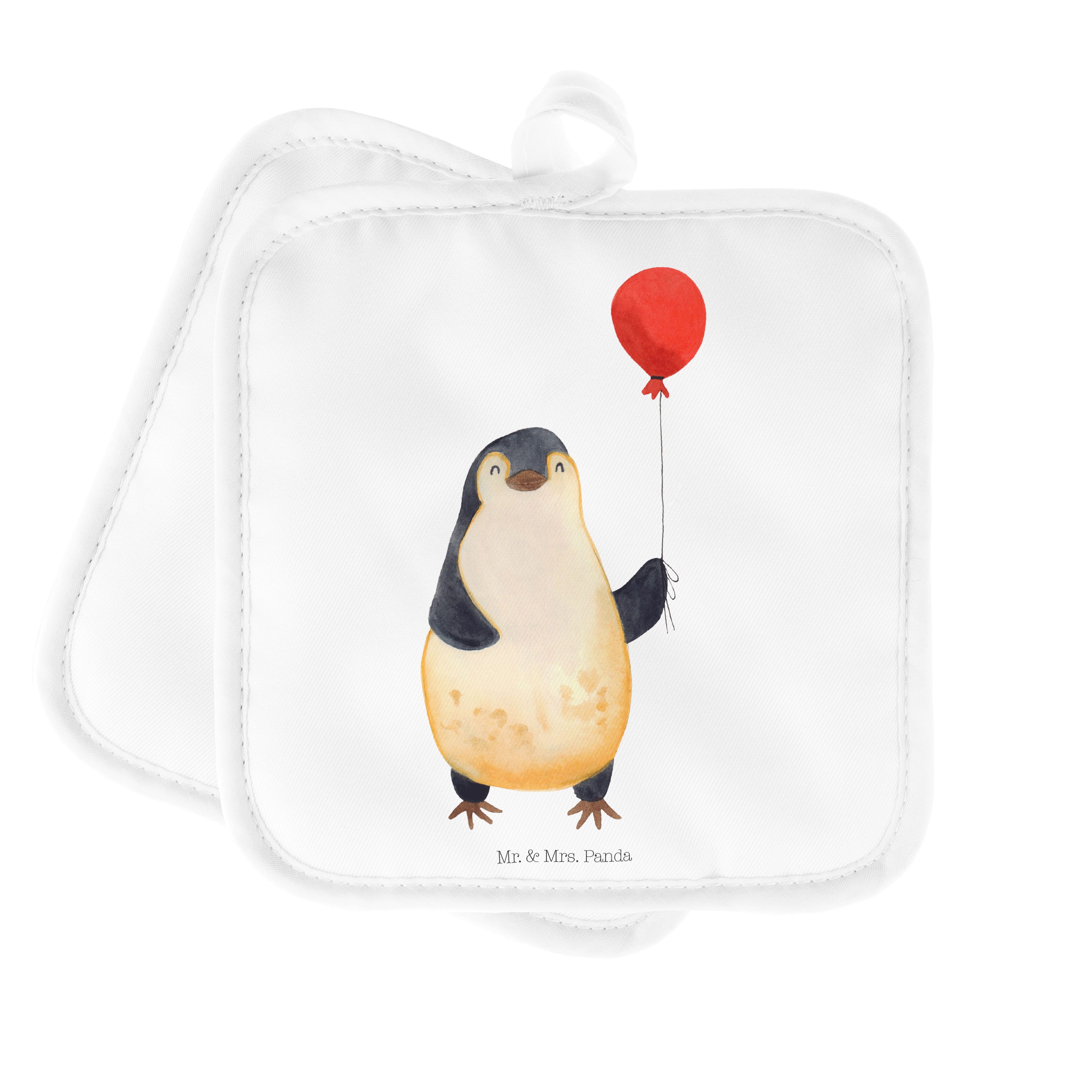 Mr. & Mrs. Panda Topflappen Pinguin Luftballon - Weiß - Geschenk, Glück, Motivation, Topflappen l, (1-tlg)