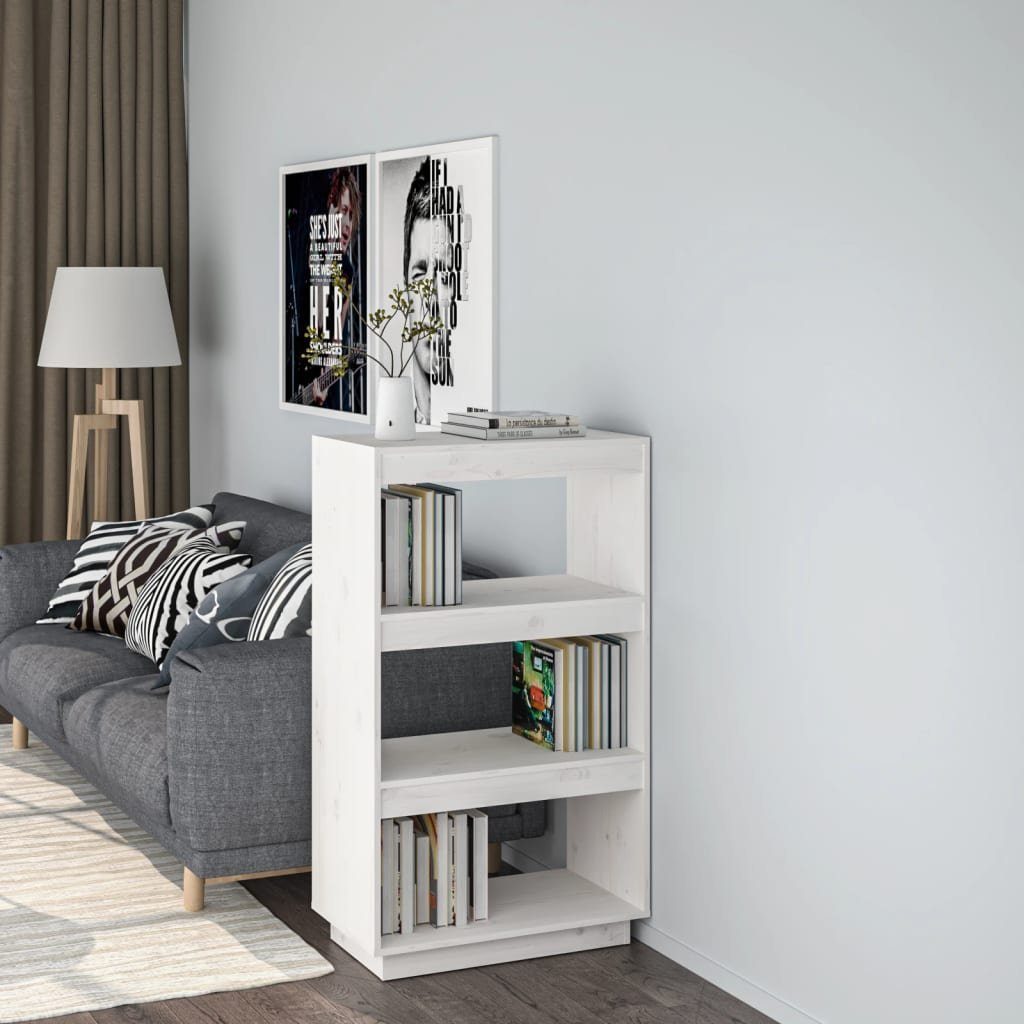 furnicato Bücherregal Weißes aus massivem Kiefernholz 60 x 35 x 103 cm, 1-tlg., Stabiler Raumteiler mit viel Stauraum für Flure und Wohnbereiche