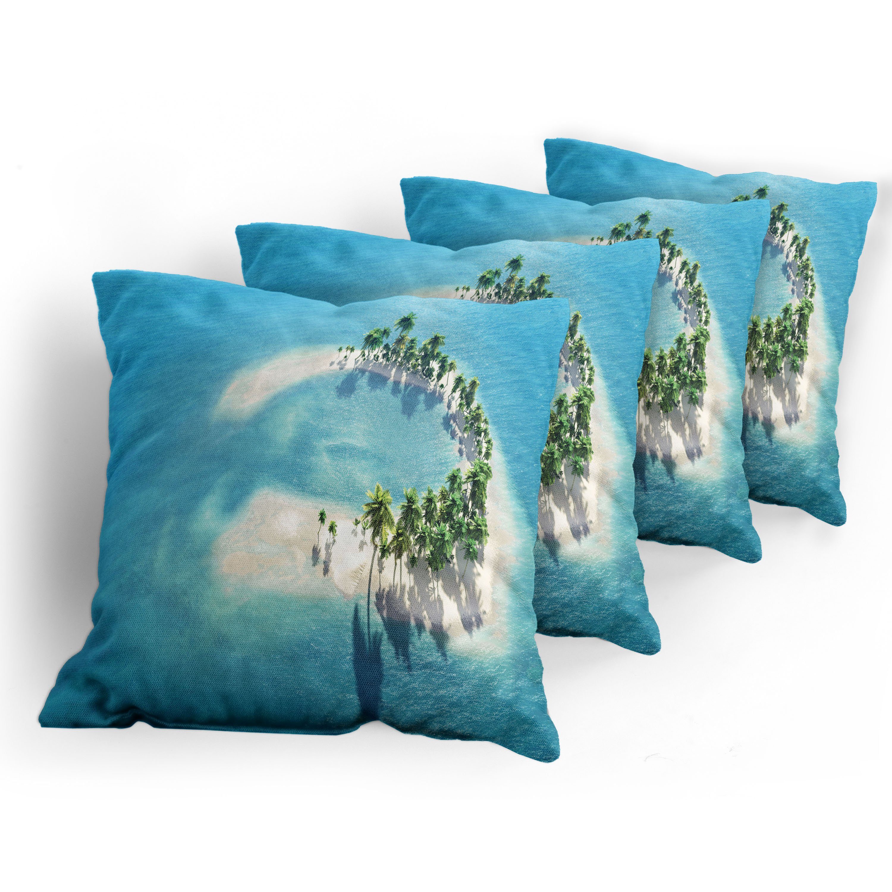 Palmen Atoll Doppelseitiger Kissenbezüge Modern (4 Ozean Digitaldruck, Stück), Accent Insel Abakuhaus