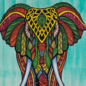 Wandteppich XL Tagesdecke Wandbehang Deko Elefant Meditation UV Aktiv ca.200x230cm, KUNST UND MAGIE