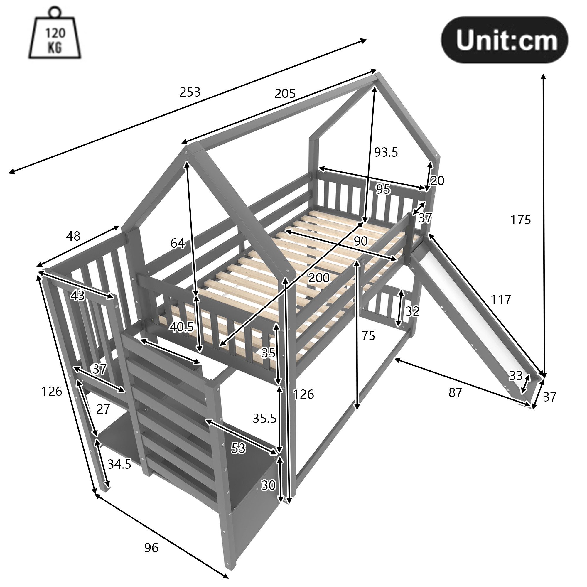 Ulife Etagenbett mit Stauraumtreppe und Rutsche, günstig online kaufen