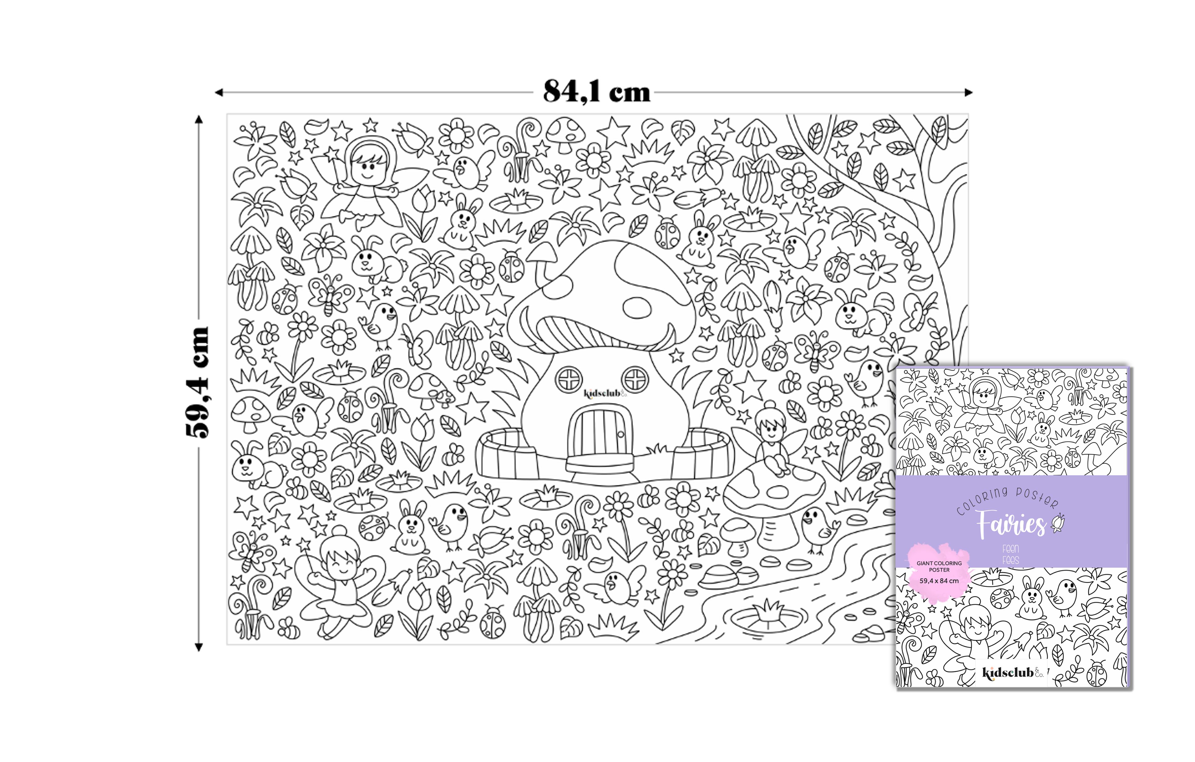 Kidsclub & Co. Malvorlage,  Ausmalposter "Feen" - Malen & Kreativität für Kinder
