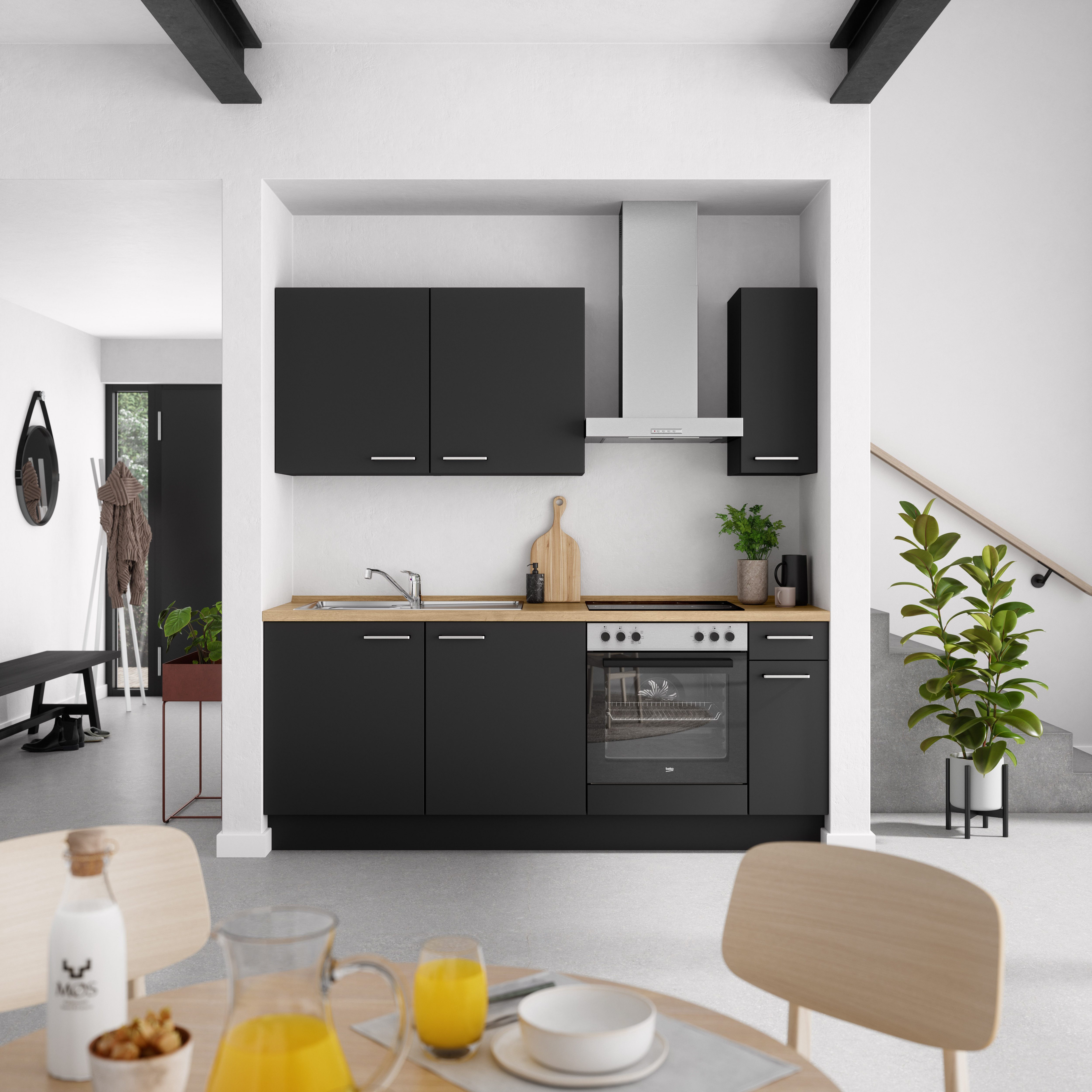 nobilia® Küchenzeile "Touch I", NEU: individuell anpassbar mit gratis Profi-Beratung, vormontiert, Breite 210 cm, Ausrichtung wählbar, wahlw. mit E-Geräten
