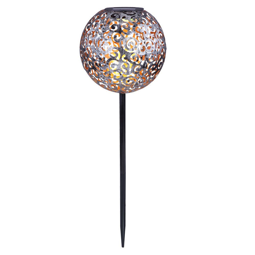 GLOBO LIGHTING LED Außen-Stehlampe, LED-Leuchtmittel fest verbaut, Warmweiß, Solarkugel für Außen Solarleuchte silberfarben Stecklampe Garten