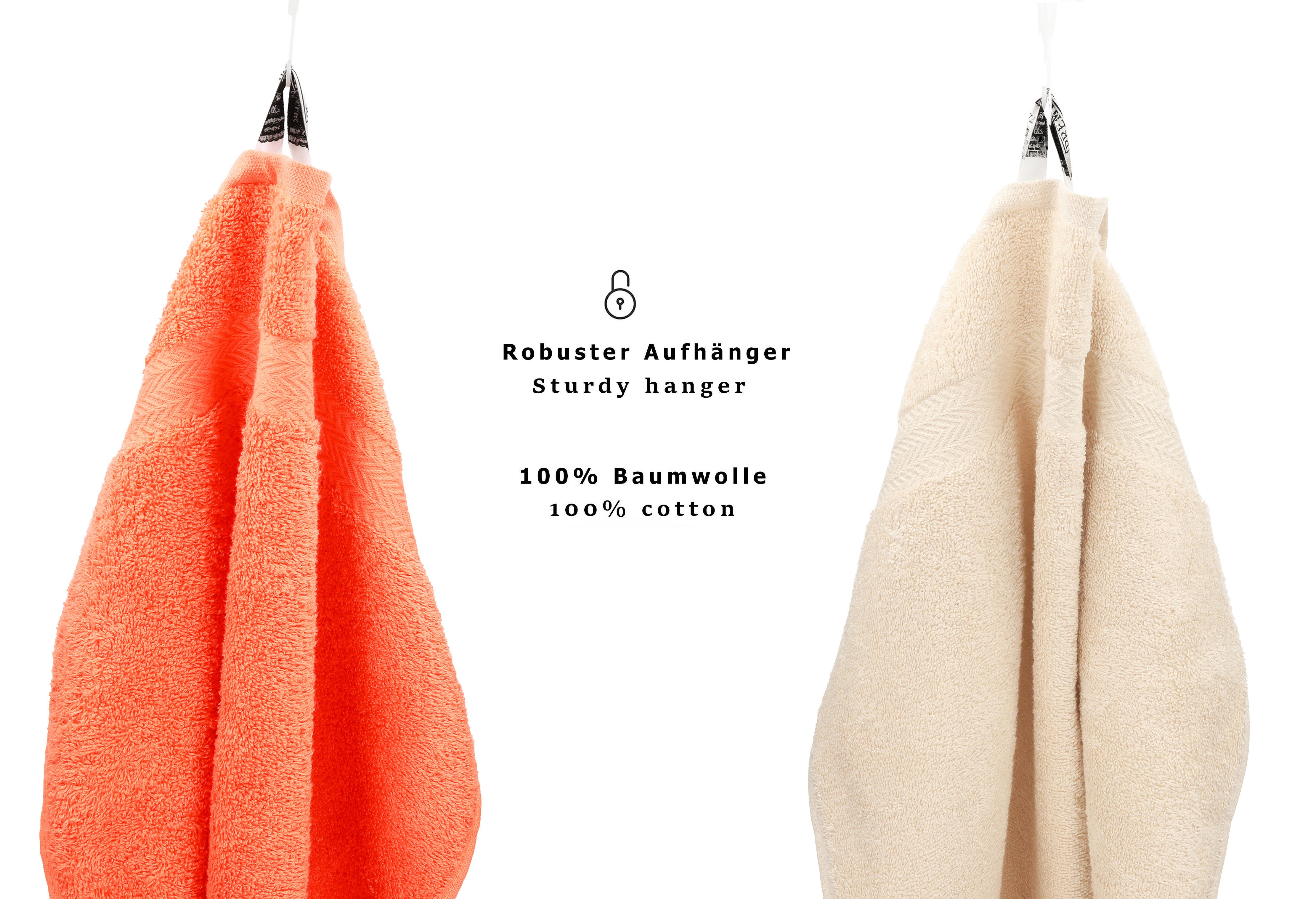 Betz Gästehandtücher 10 Stück Gästetuch Set Premium 30x50 cm Farbe beige und orange, 100% Baumwolle (Set, 10-St)