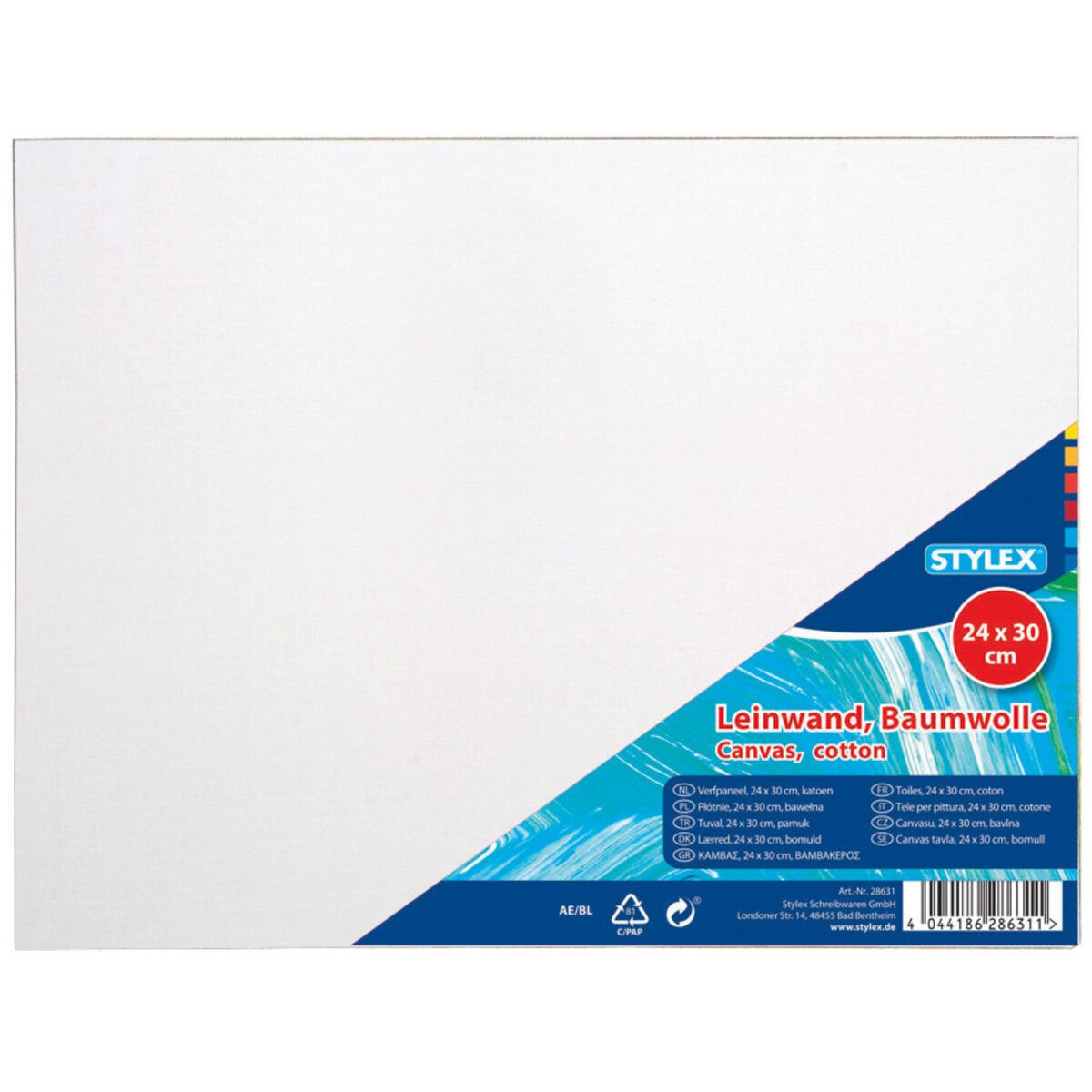 Stylex Schreibwaren Maltuch Keilrahmen - bespannt 24 x 30 cm weiß.