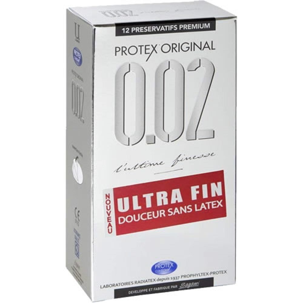 Protex Kondome ORIGINAL 0.02 Ultra Fin Packung mit, 12 St., latexfreie Kondome aus Polyurethan