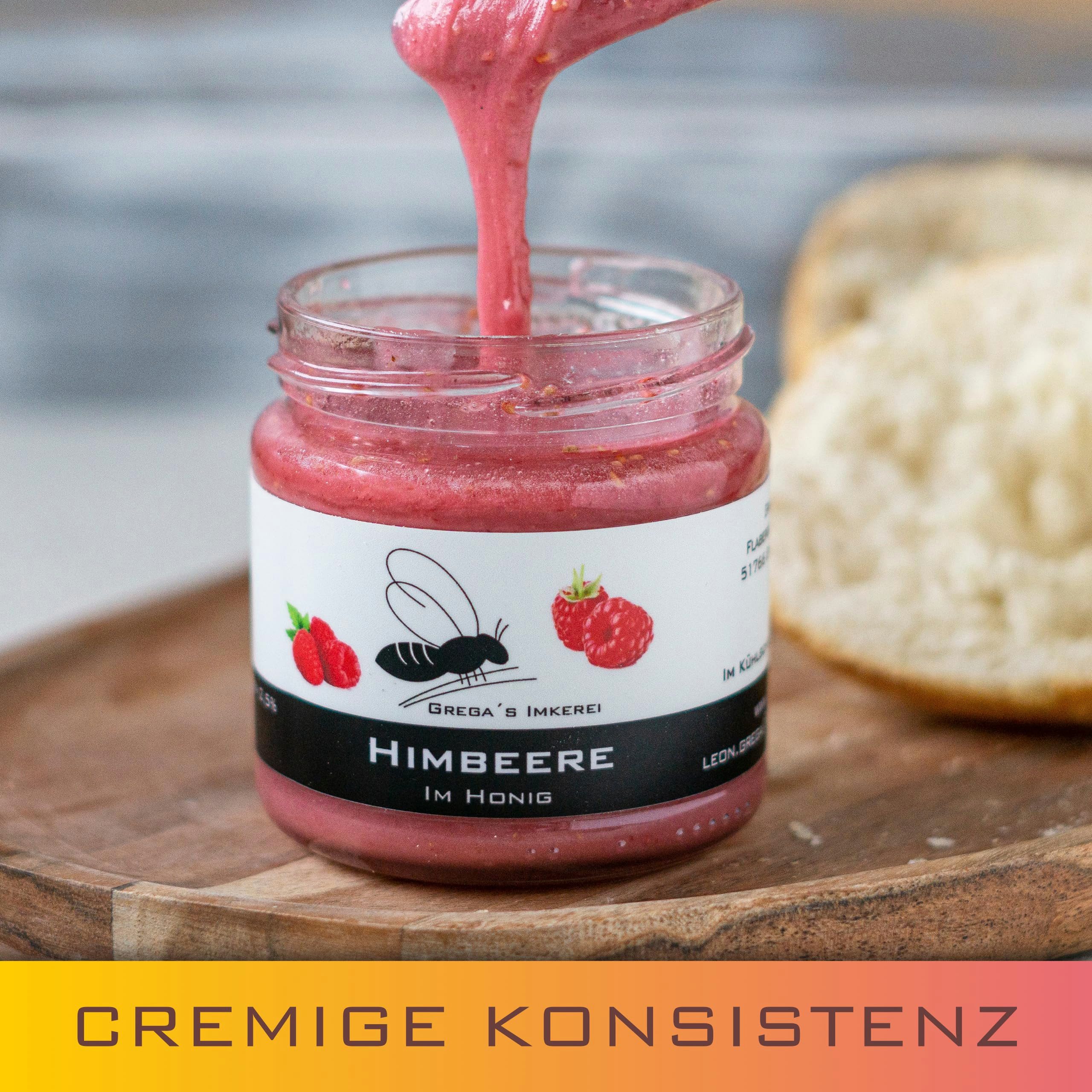 Grega´s Imkerei Honig 4er Fruchtbox - Früchte im Honig - Honigsüßer Brotaufstrich, 4 x 250 g, (Set, ideales Probier- & Geschenkset), 4x 250g (Erdbeere, Blaubeer – Bild 4 von 5