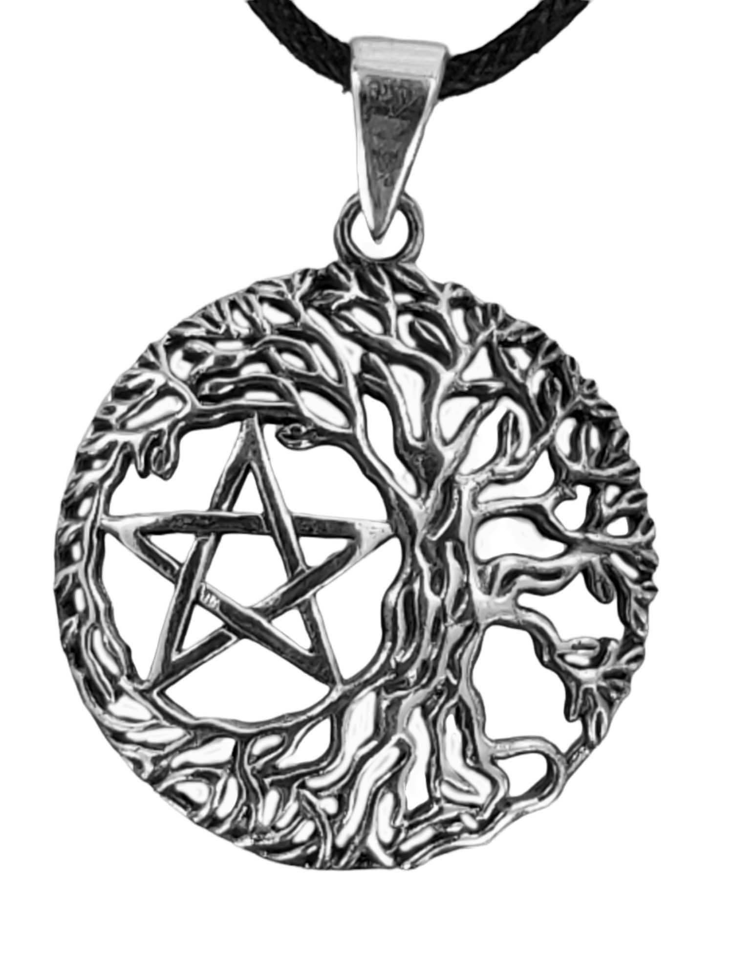 Kettenanhänger Lebensbaum 925 Silber Pentagramm Yggdrasil Weltenbaum Baum