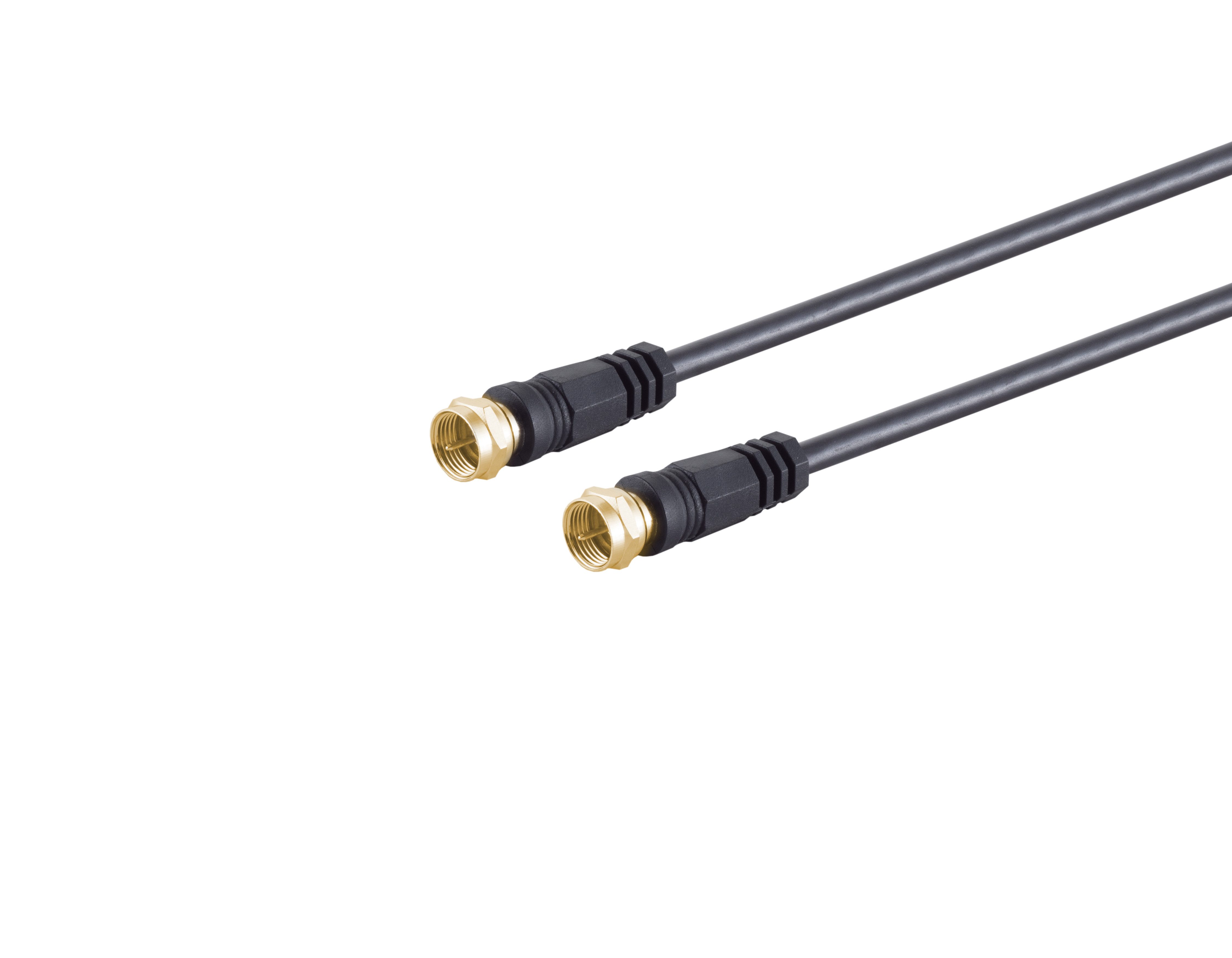 Kabelbude.eu F-Stecker - F-Stecker verg. Ferrit, schw, 1,5m SAT-Kabel, (150,00 cm)