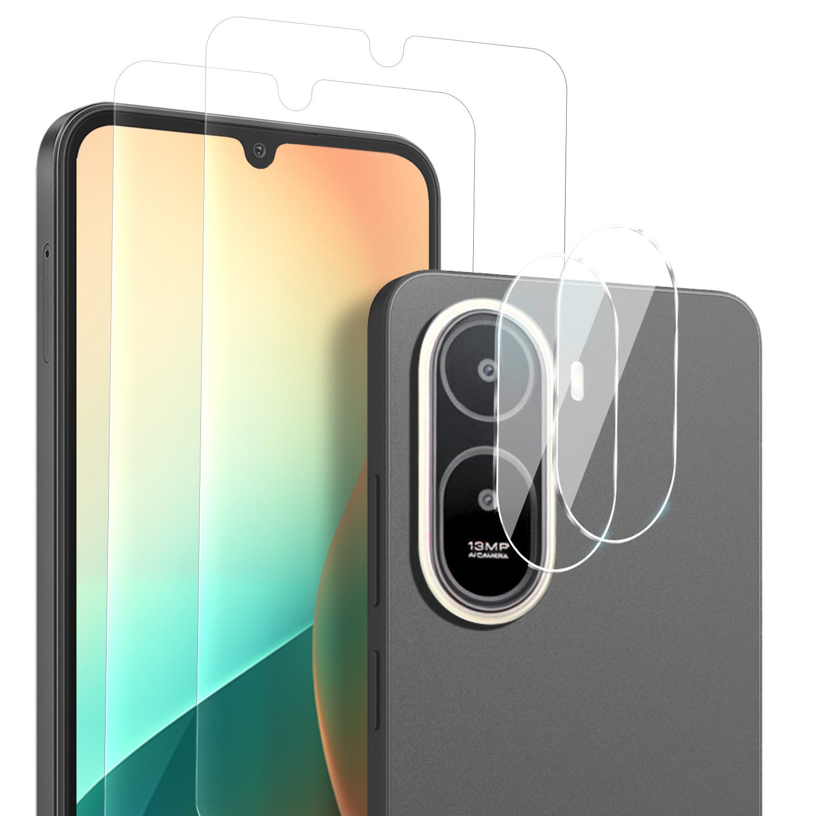 Tec-Expert Displayschutzglas 2x 9H Kamera und Displayglas für Xiaomi Redmi A7 Pro für Xiaomi Redmi A7 Pro, Kamera + Display Schutzglas, 4 Stück, Kameraschutz, Displayschutz, Schutzglas, kratz- und stoßfest