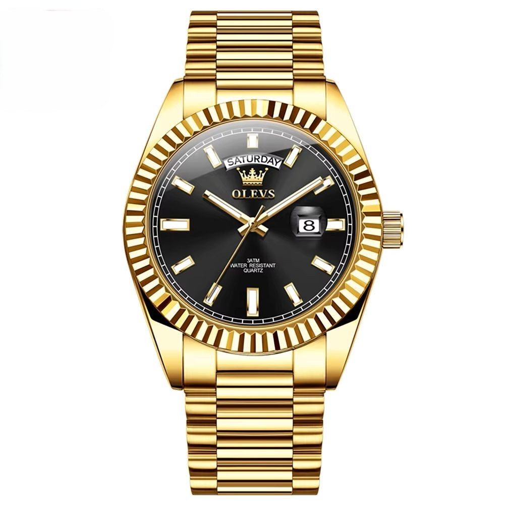 OLEVS Quarzuhr OLEVS Herrenquarzuhr Edelstahlgehäuse Gliederband Datum Wochentag 40mm