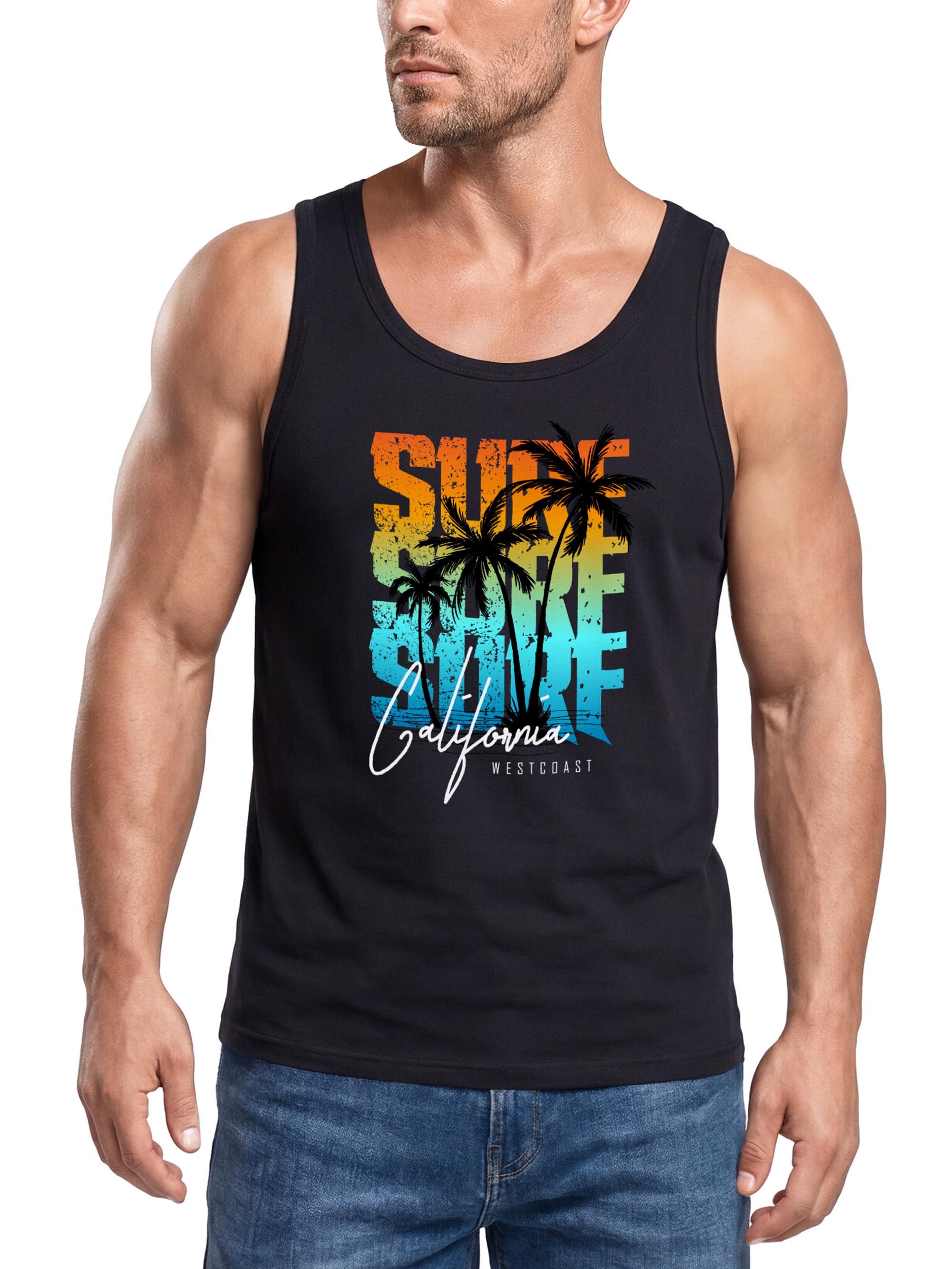 Neverless Tanktop Herren Tank-Top Sommer Surf California Palmen Muskelshirt Muscle mit Print