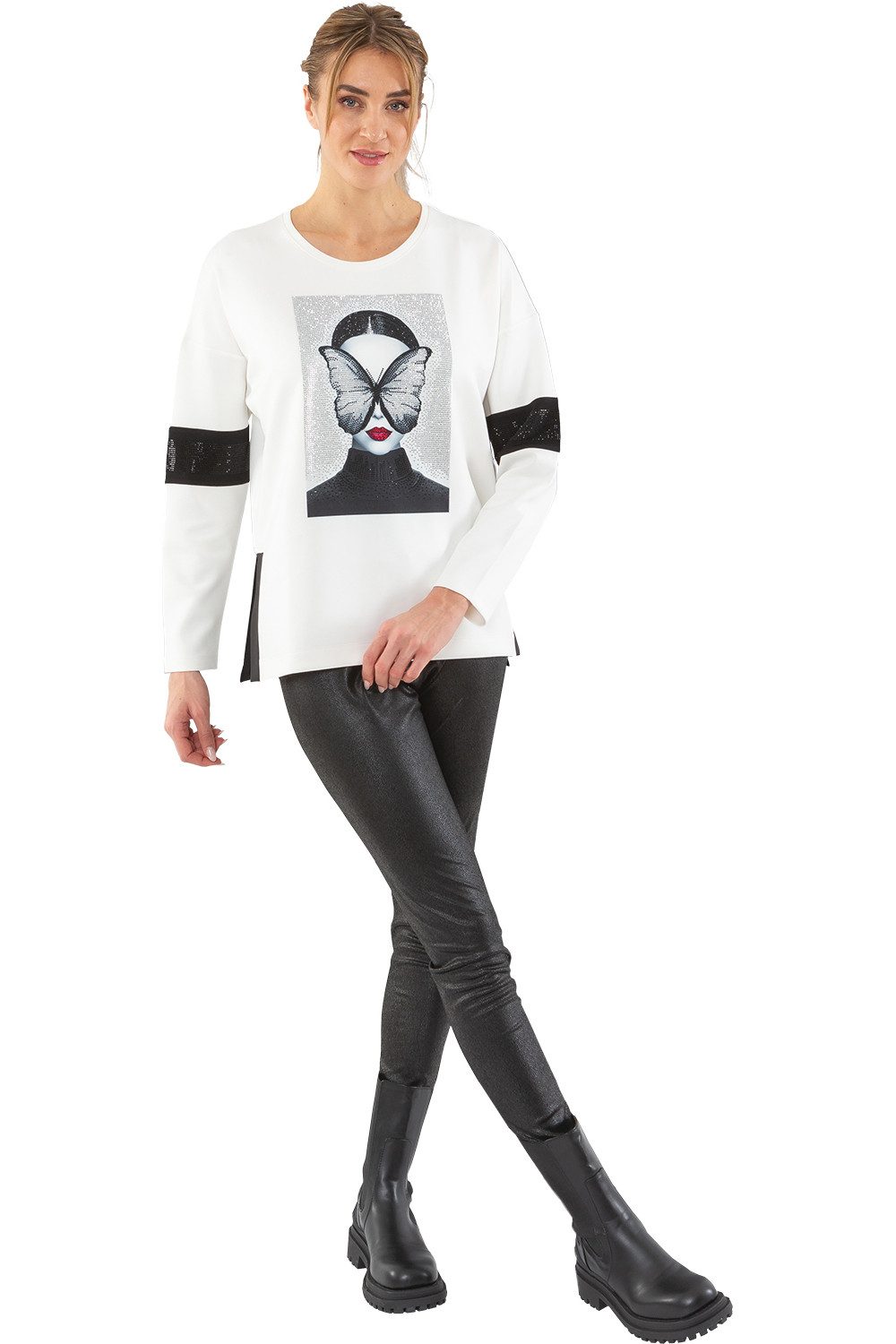 Estefania for woman Rundhalspullover 193-7200, Estefania for woman "Luxery Schmetterling" mit Strass