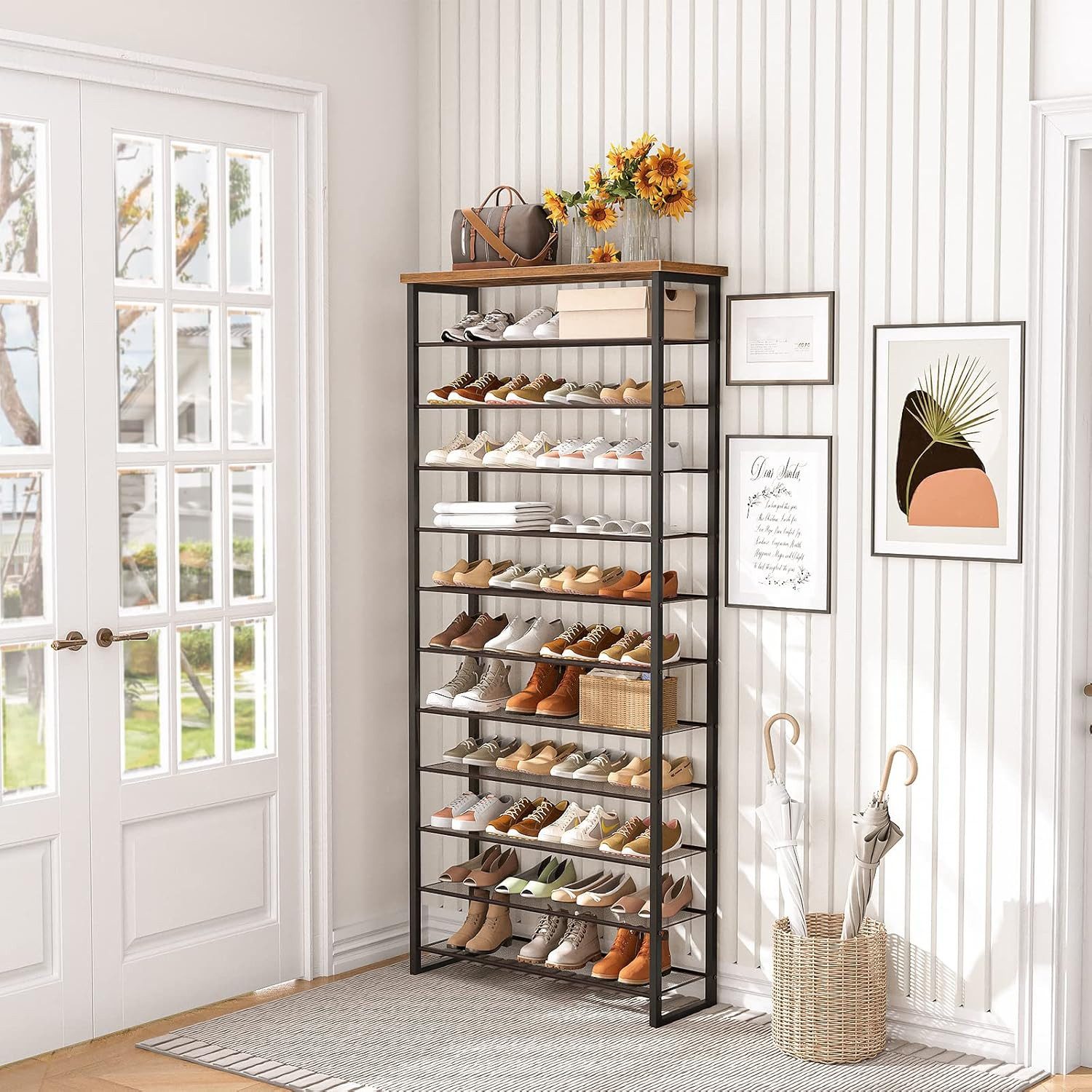 Hoobro Schuhregal 12-stöckiges Schuhablage, Schuhschrank hoch, für 35-45 Pa günstig online kaufen