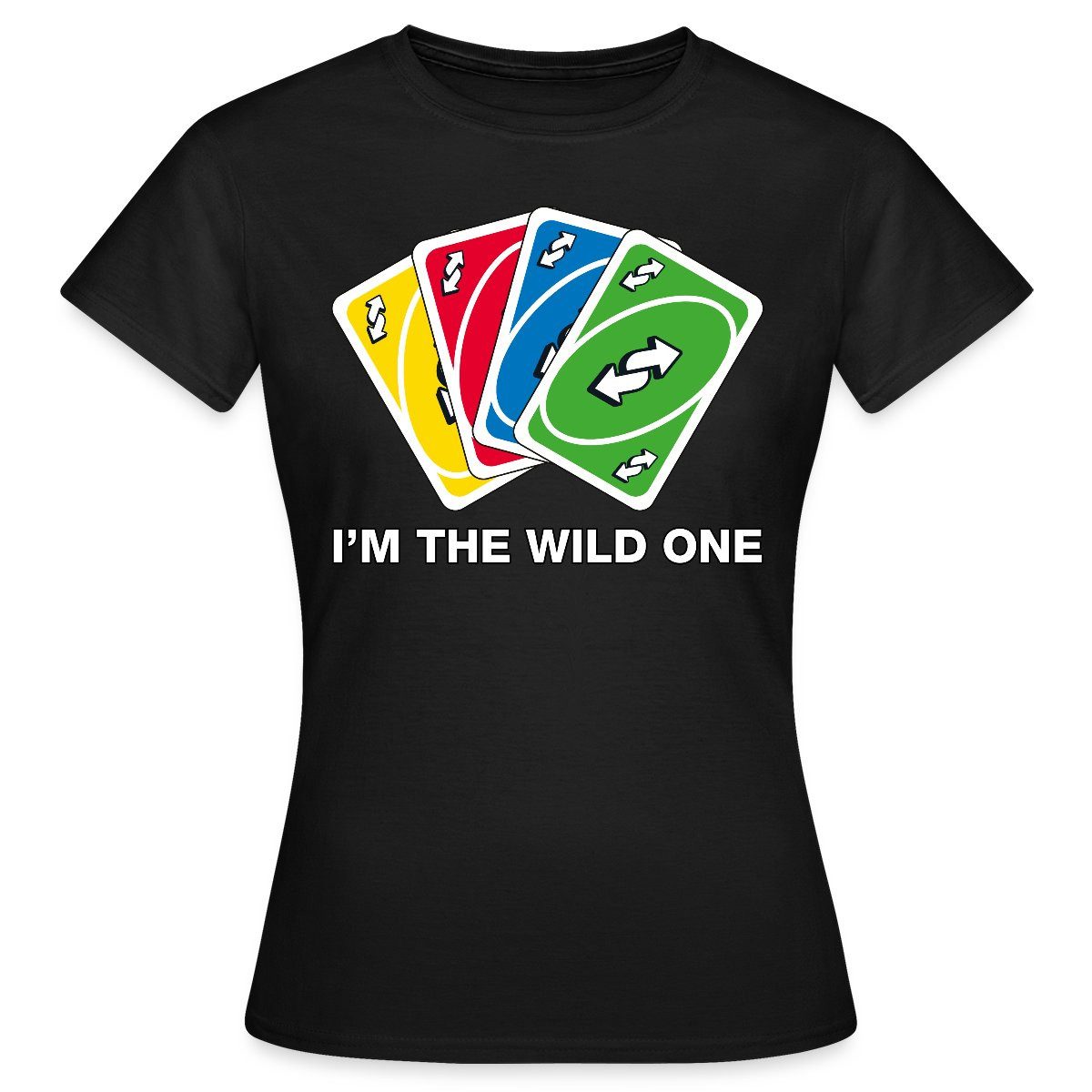 Spreadshirt T-Shirt UNO I'm The Wild One Meme Richtungswechsel-Karte Geschenk Frauen T-Shi (1-tlg)