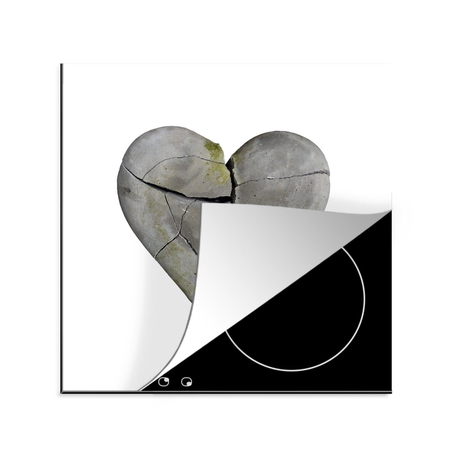 MuchoWow Herdblende-/Abdeckplatte Gebrochenes Herz, Vinyl, Arbeitsplatte tlg), 78x78 für (1 cm, Ceranfeldabdeckung, küche