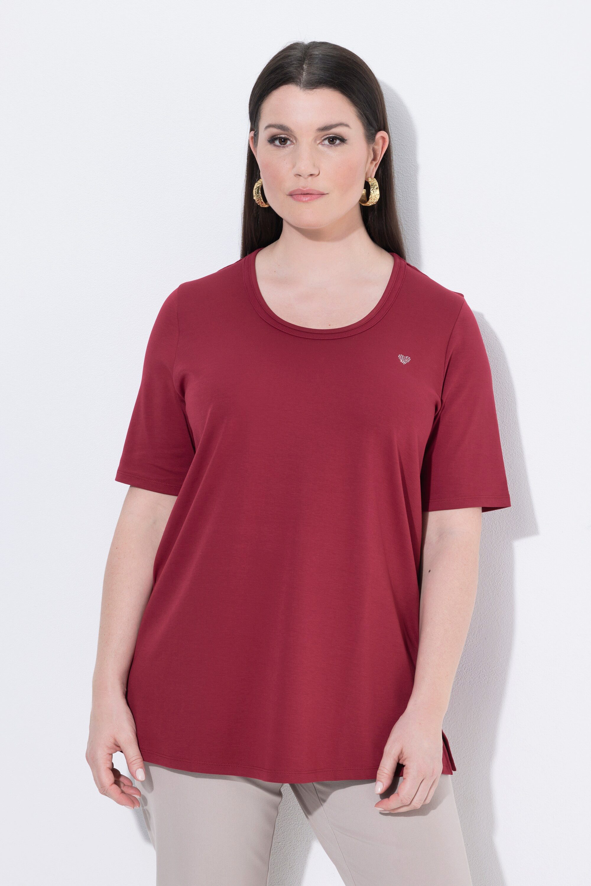 T-Shirt T-Shirt Herz A-Linie Rundhals Halbarm Pima Cotton