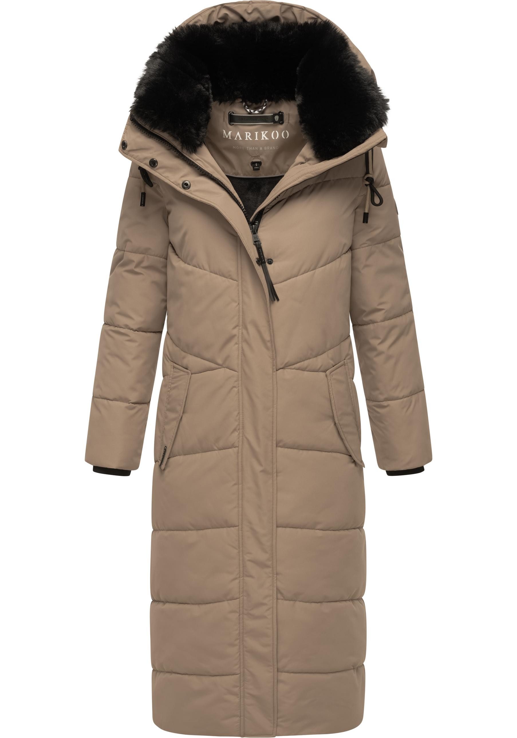 Marikoo Steppmantel Hingucker XIV-1 Damen Wintermantel mit abnehmbaren Kunstfellkragen