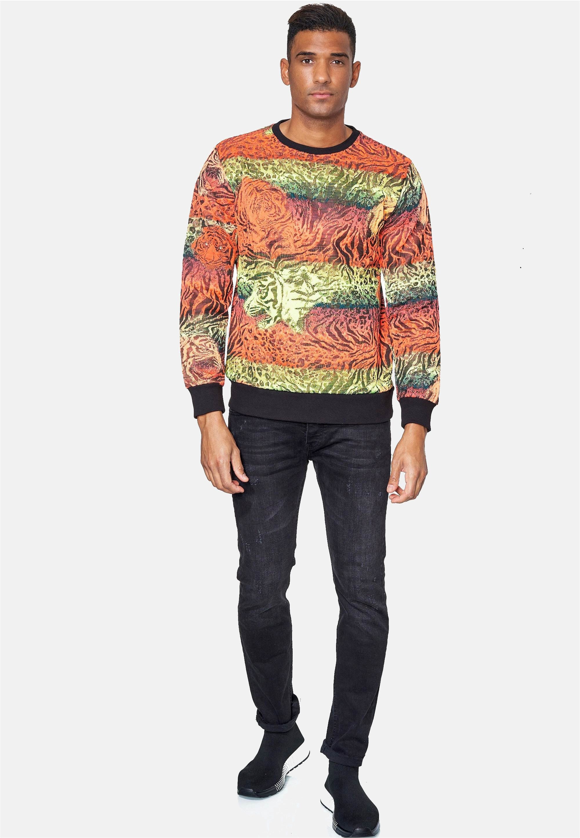 Rusty Neal Sweatshirt Rusty Neal Sweater im trendigen Tiger-Design