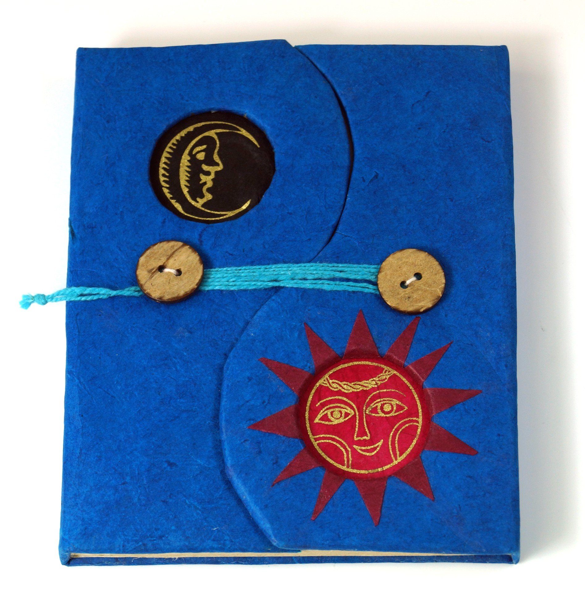 Guru-Shop Tagebuch Notizbuch aus Lokta Papier in 3 Farben türkis-bunt